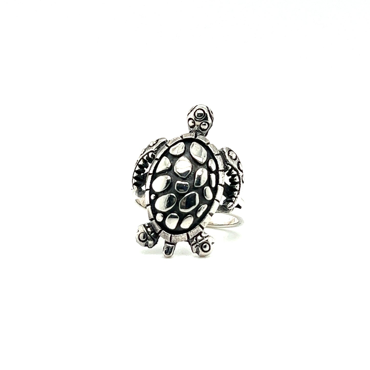 A Large Sea Turtle Ring on a white background.