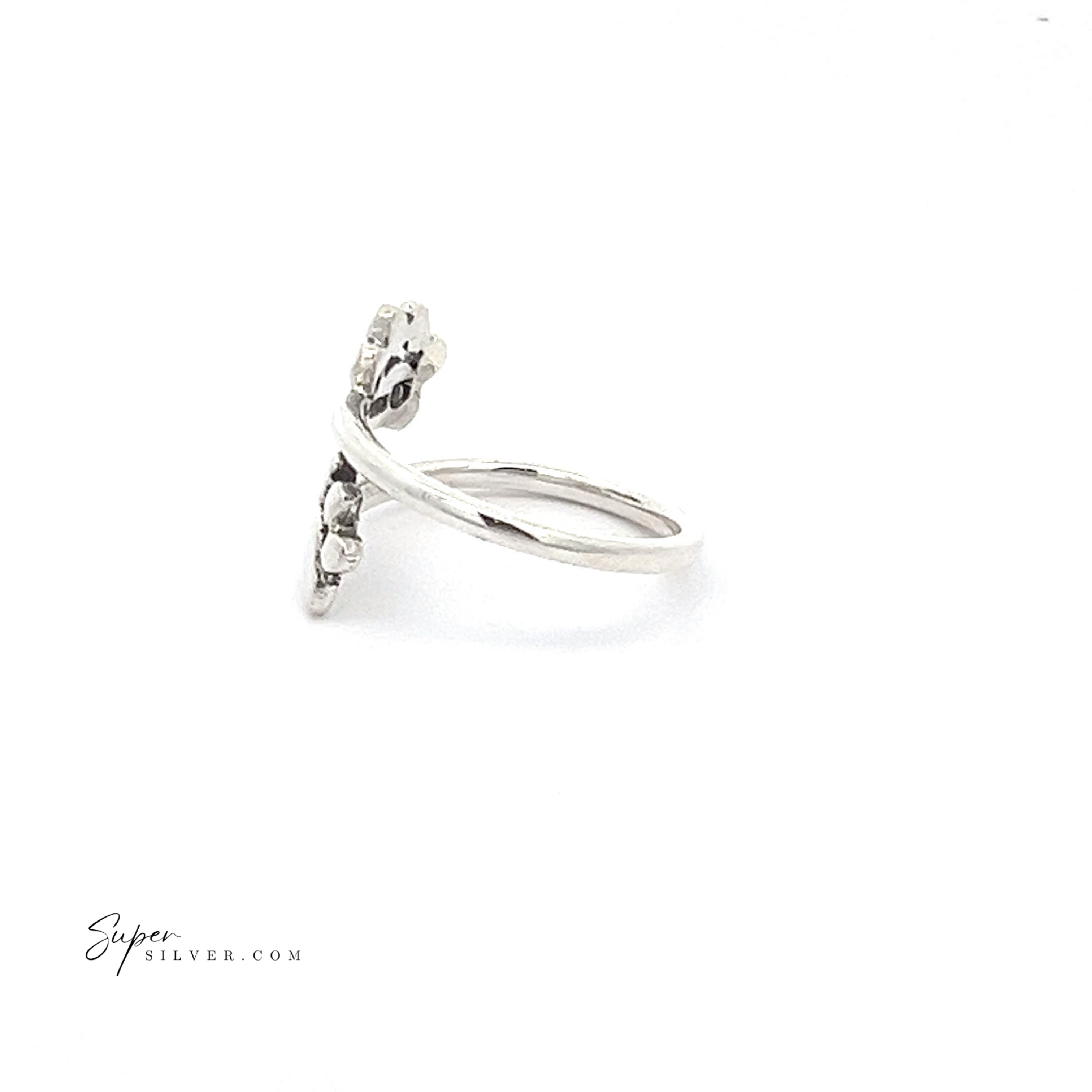 Sterling silver Paw Print Adjustable Ring with a cross design, featuring small decorative details, set against a plain white background. A perfect piece for pet lovers.