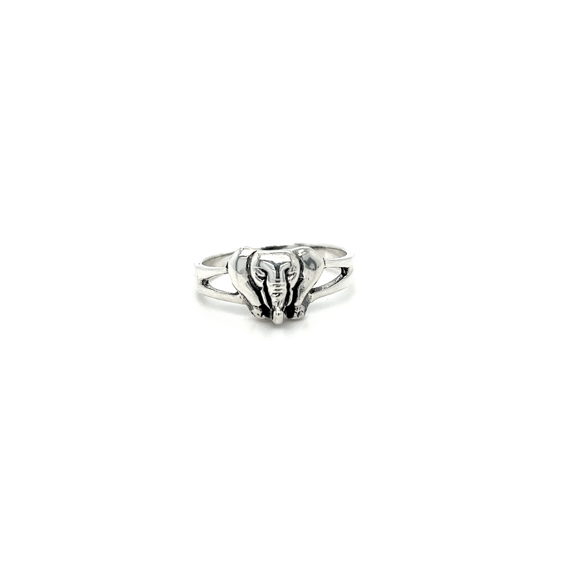 An elegant cute elephant head ring in boho-earthy style, crafted with .925 Sterling Silver.