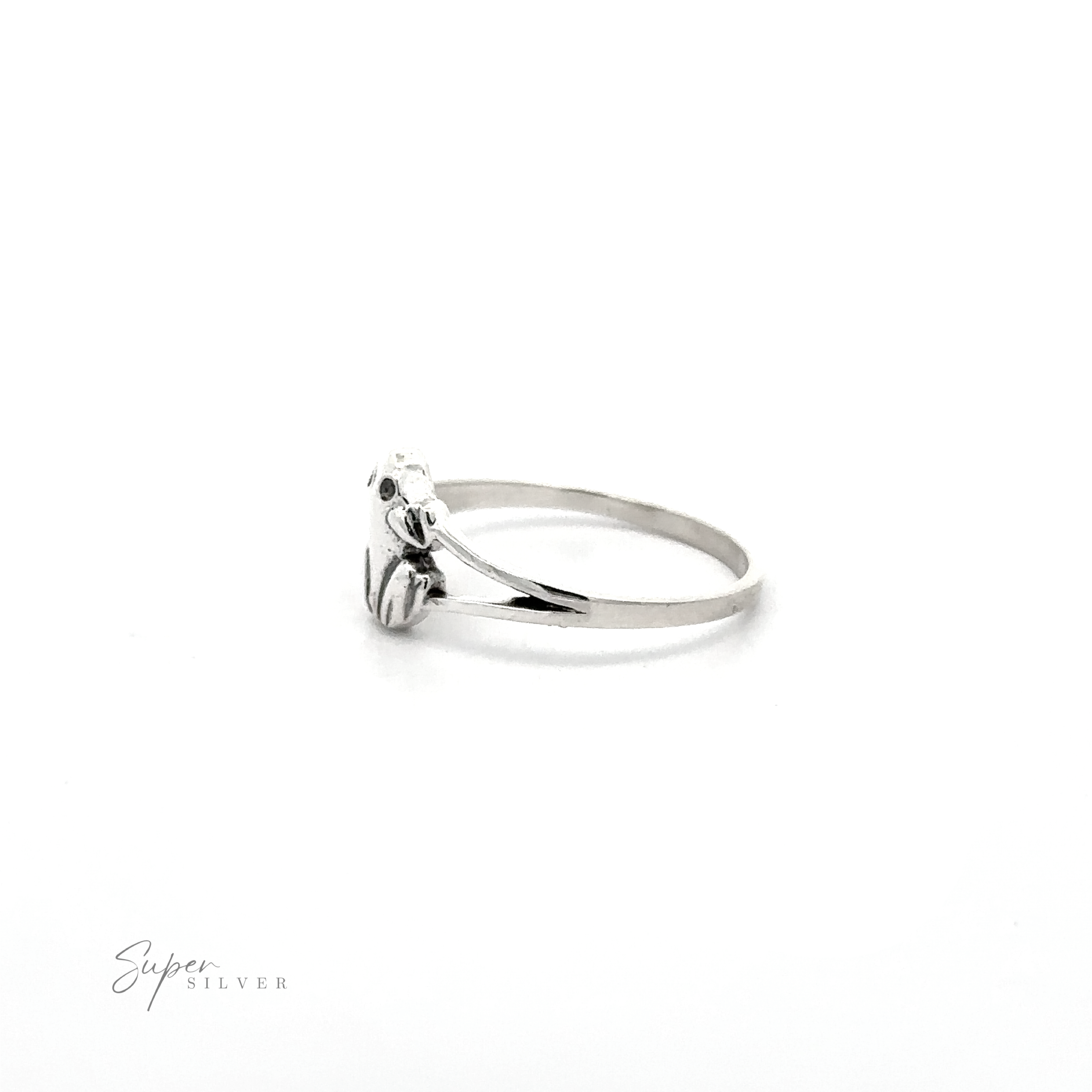 A Simple Delicate Frog Ring with a diamond in the middle, perfect for amphibian lovers or those interested in witchcraft.
