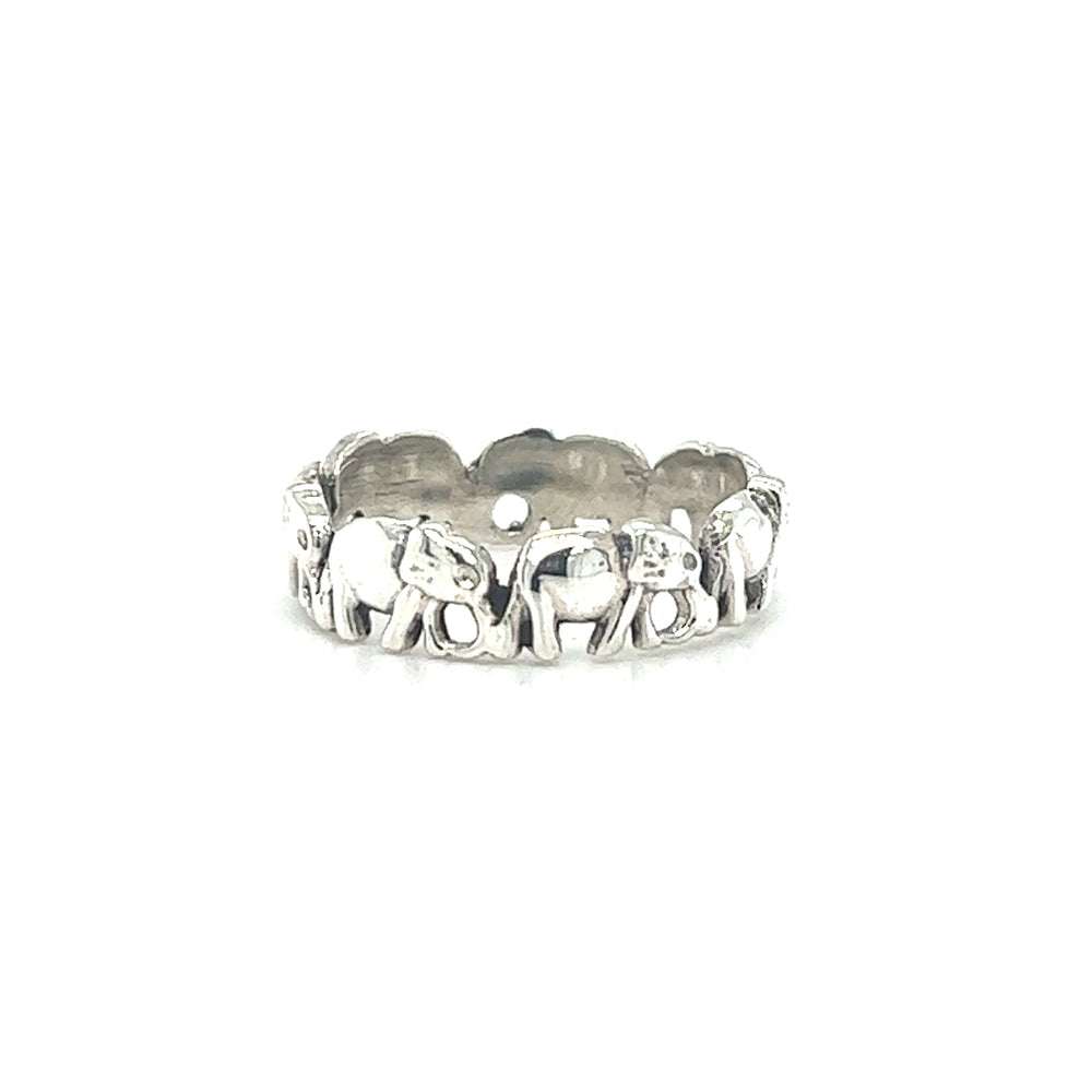A stunning Charming Elephant Band from Super Silver symbolizing family bonds and unity.