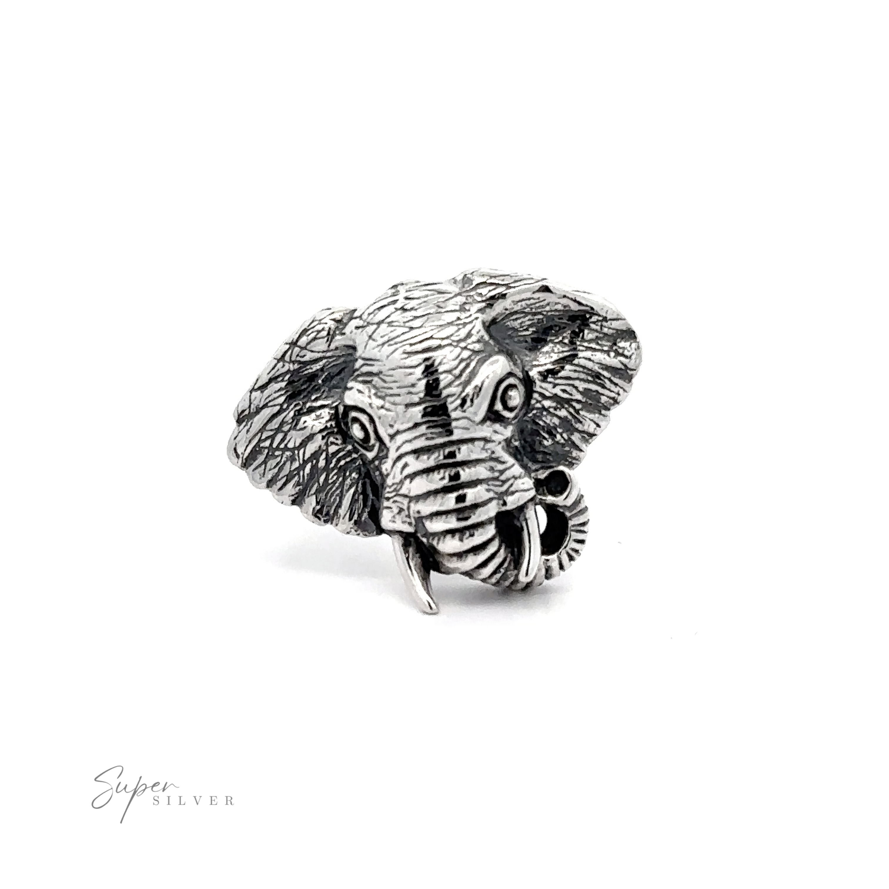 An intricately detailed Statement Elephant Ring, crafted from .925 Sterling Silver, displayed against a white background.
