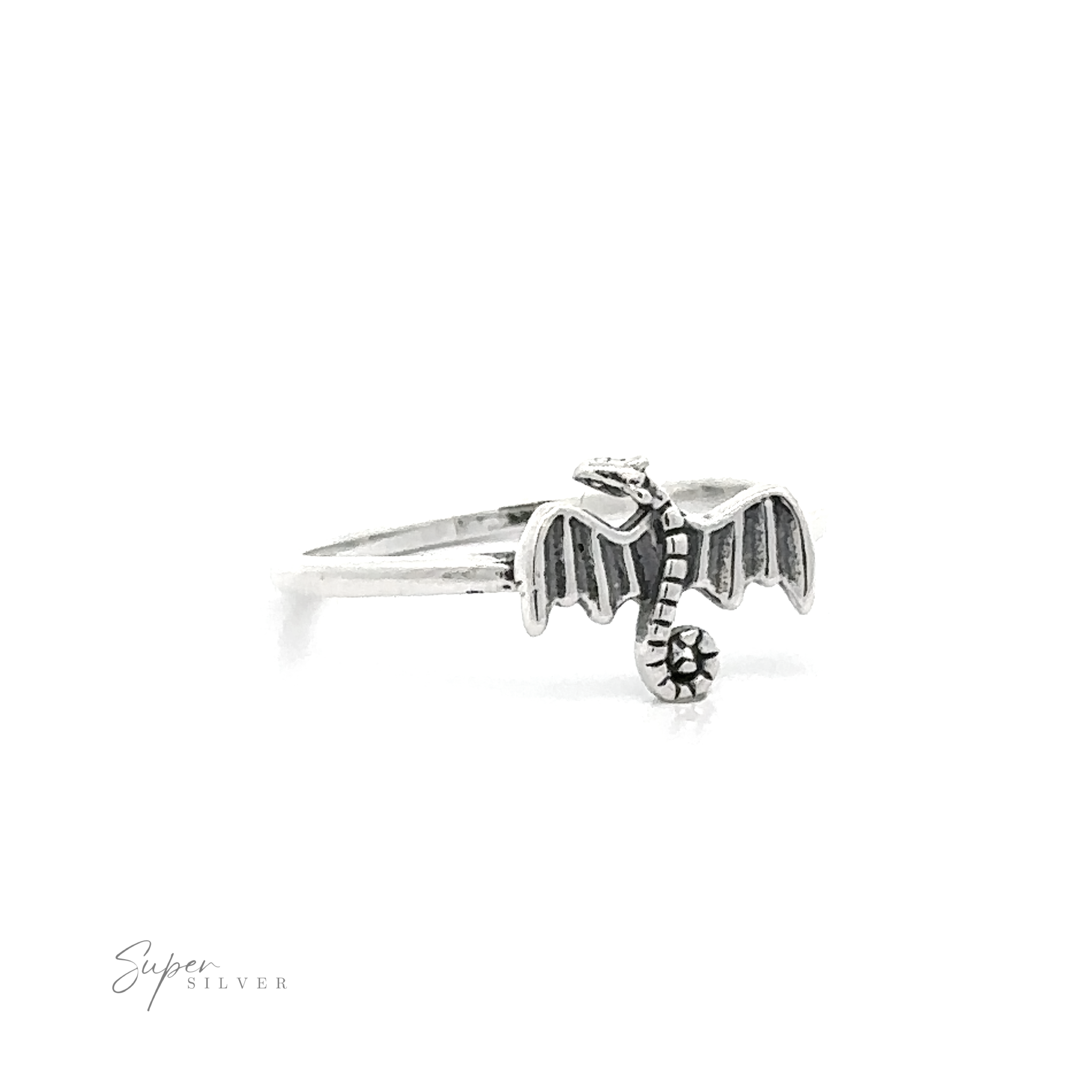 A high polish 925 sterling silver Delicate Dragon Ring.