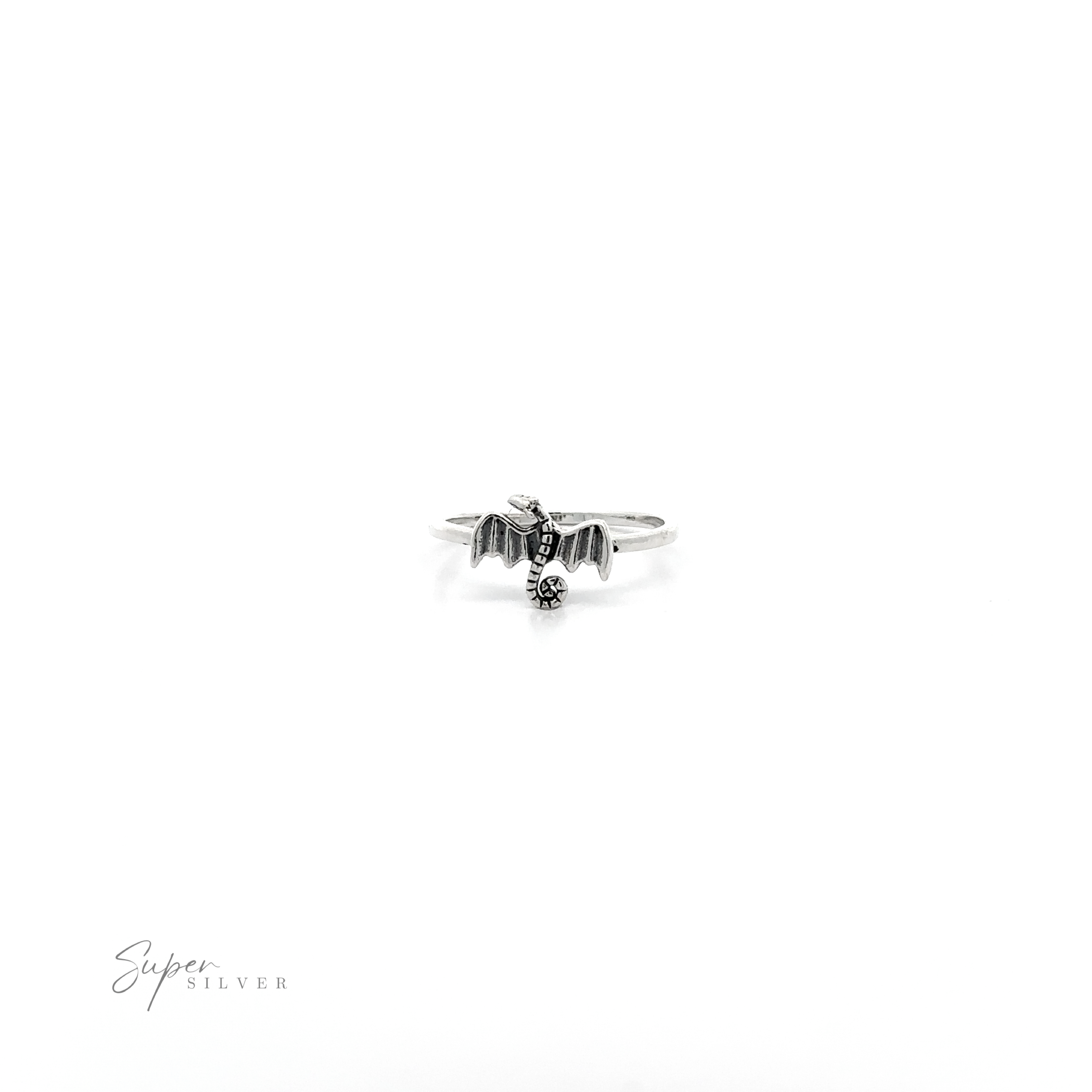 A Delicate Dragon Ring with a black diamond in the middle.