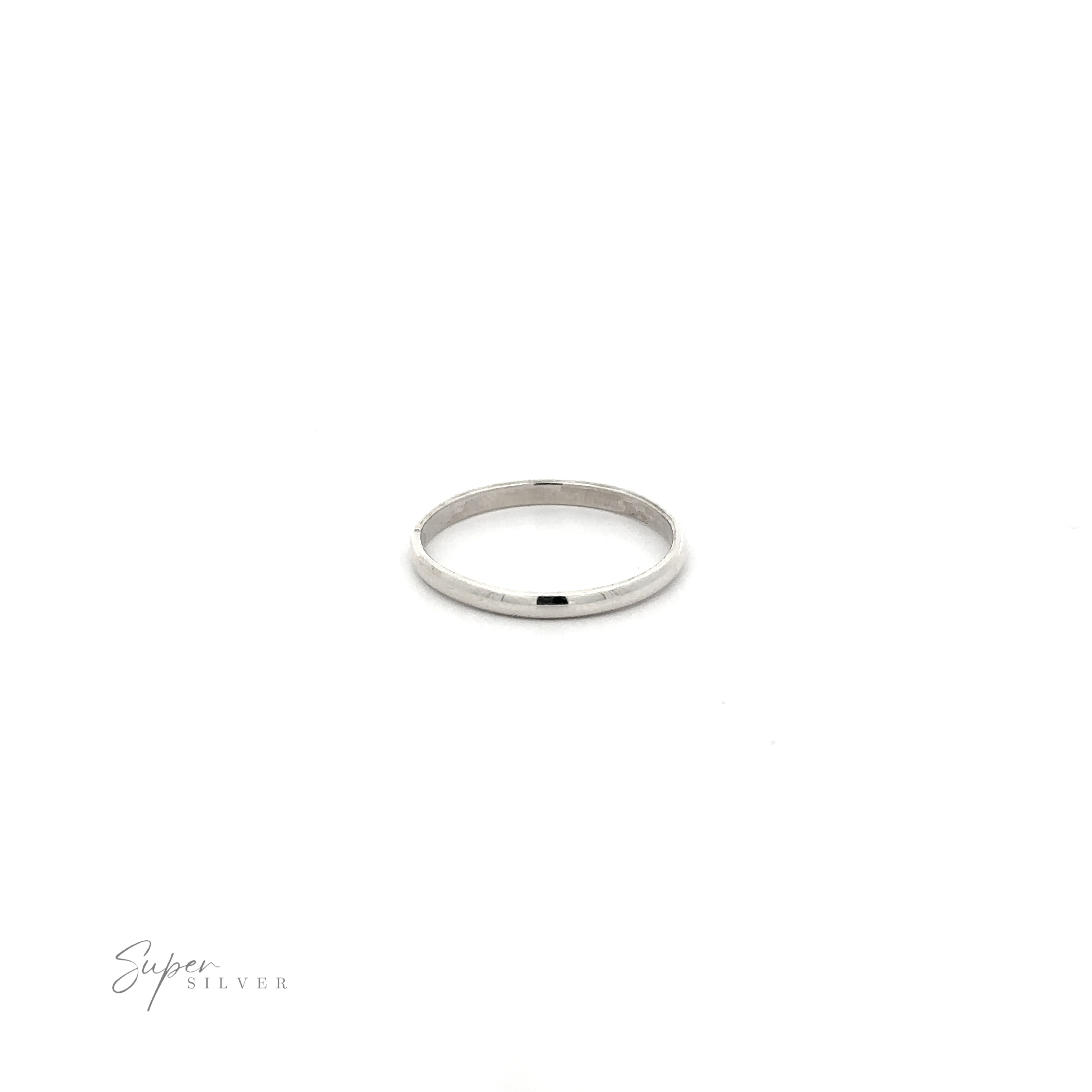 A delicate white gold ring with a 2mm Plain Band on a white background.