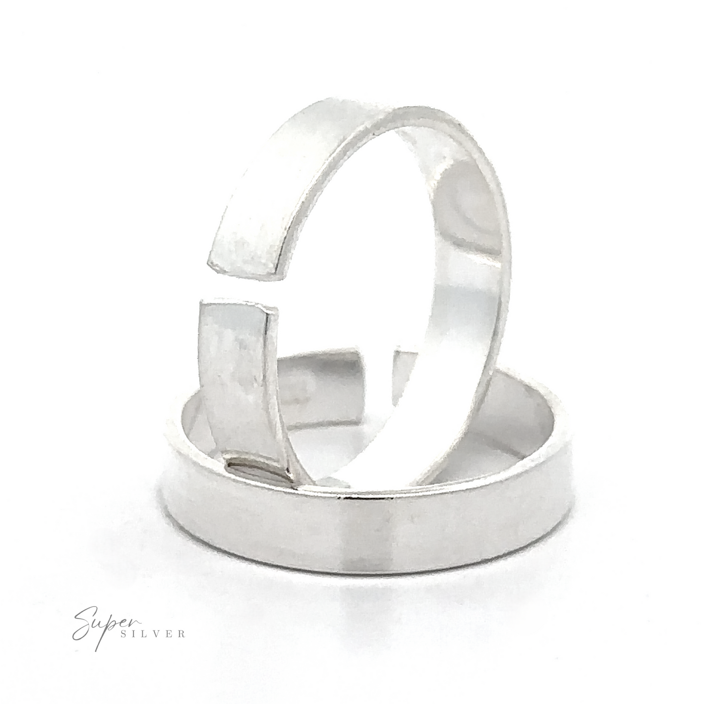 Square Band Adjustable Toe Ring crafted from .925 Sterling Silver with a geometric cut-out pattern, displayed against a white background.