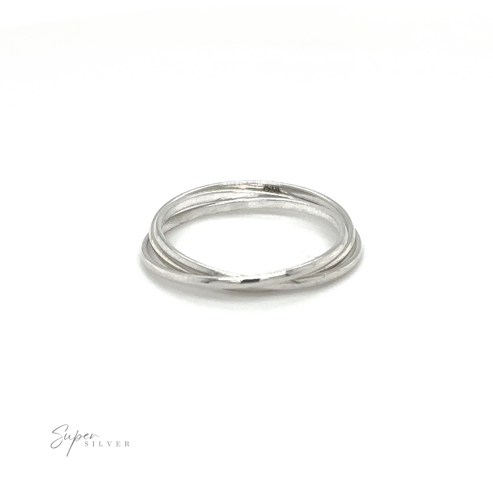 
                  
                    A silver Three Ring Rolling Bands, symbolizing devotion, set against a white background.
                  
                