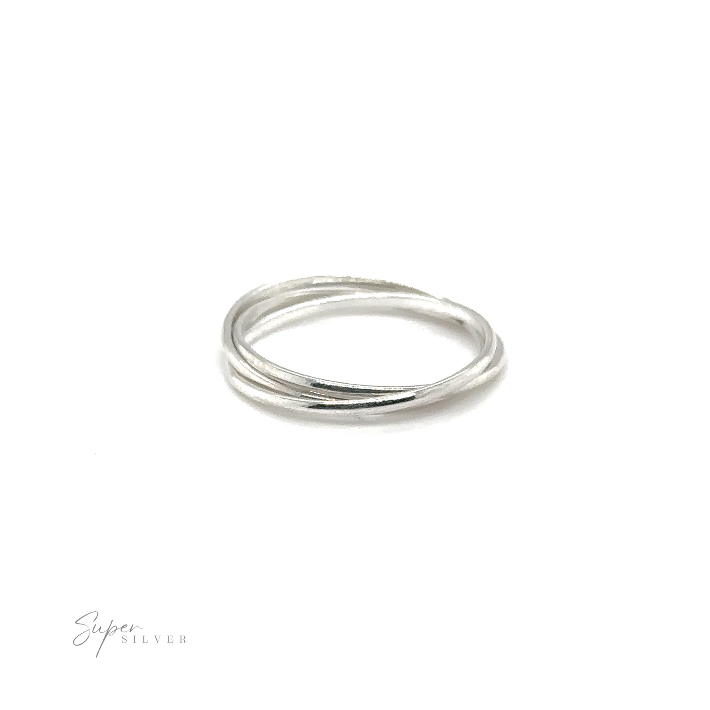 
                  
                    A silver Three Ring Rolling Bands on a white background, symbolizing devotion.
                  
                