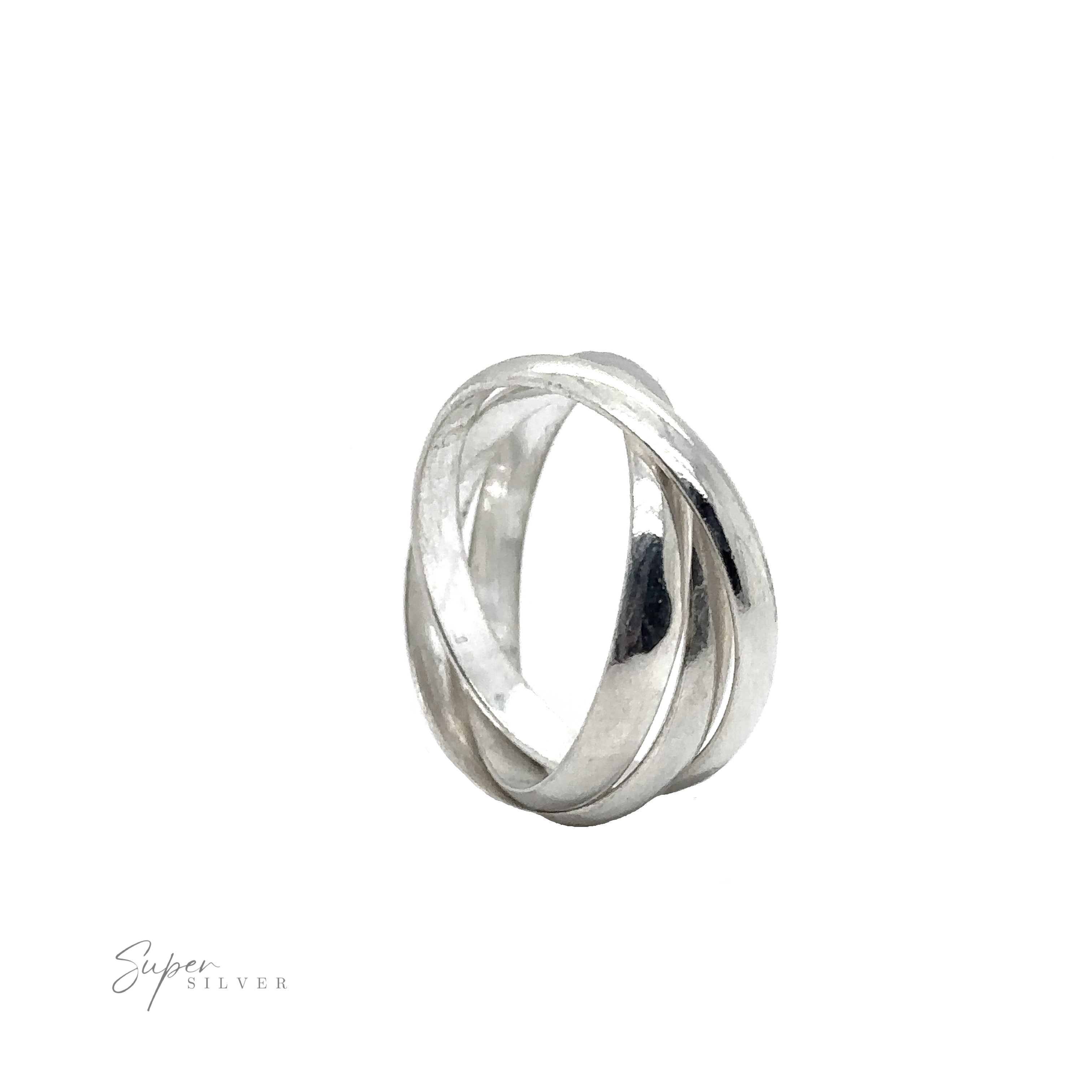 A silver Three Ring Rolling Bands symbolizing devotion.