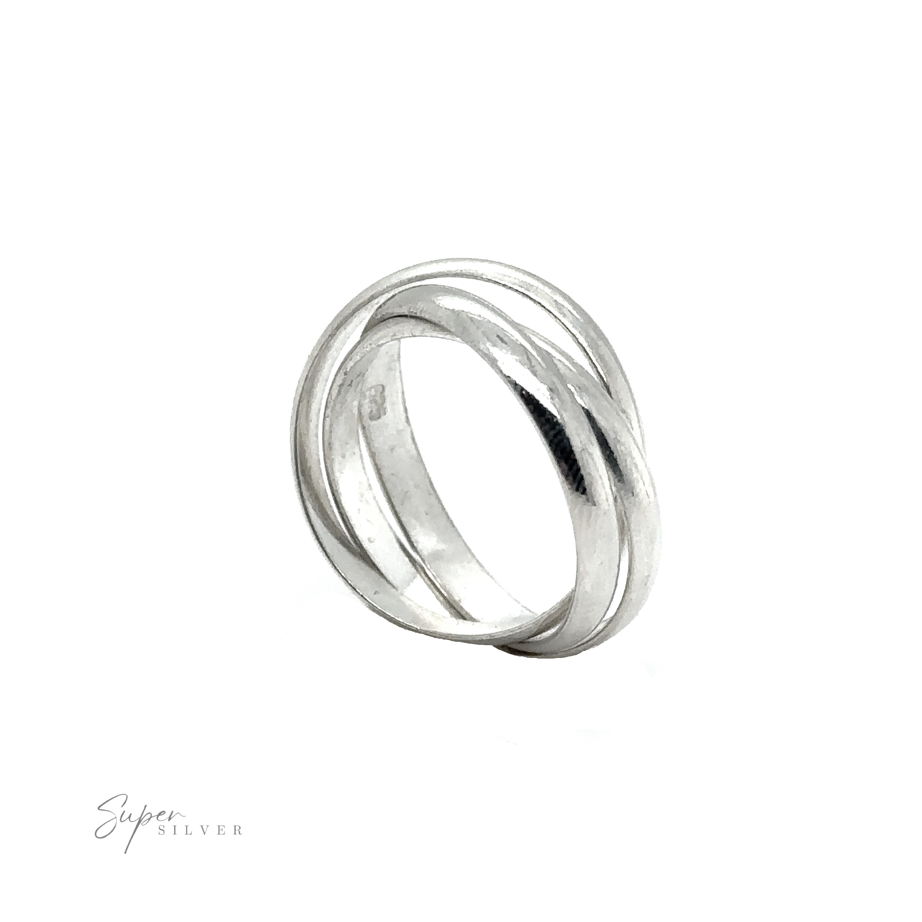 A symbolic Three Ring Rolling Bands with a unique twist design, representing devotion.