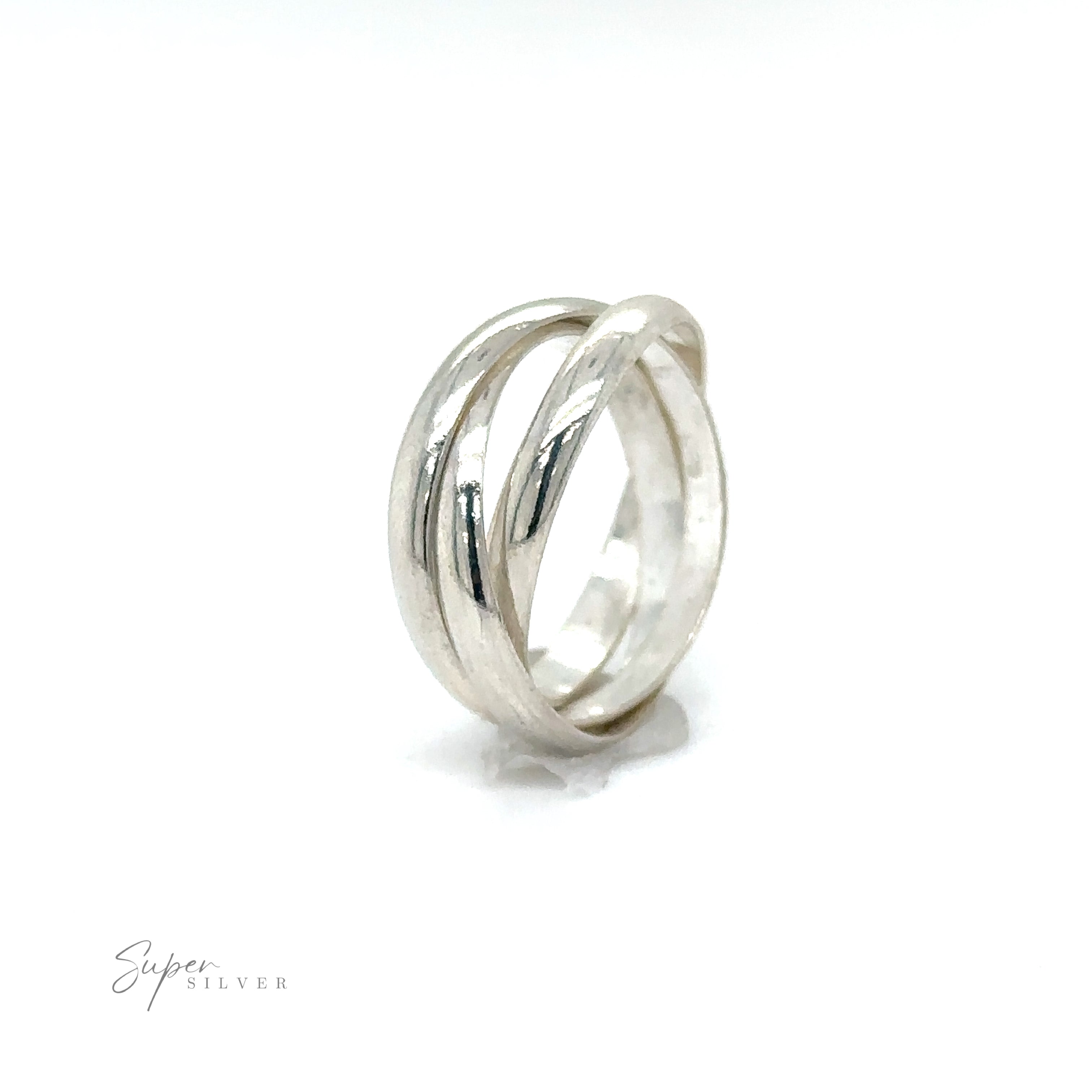 A symbolism-rich Three Ring Rolling Bands on a white background, representing devotion.