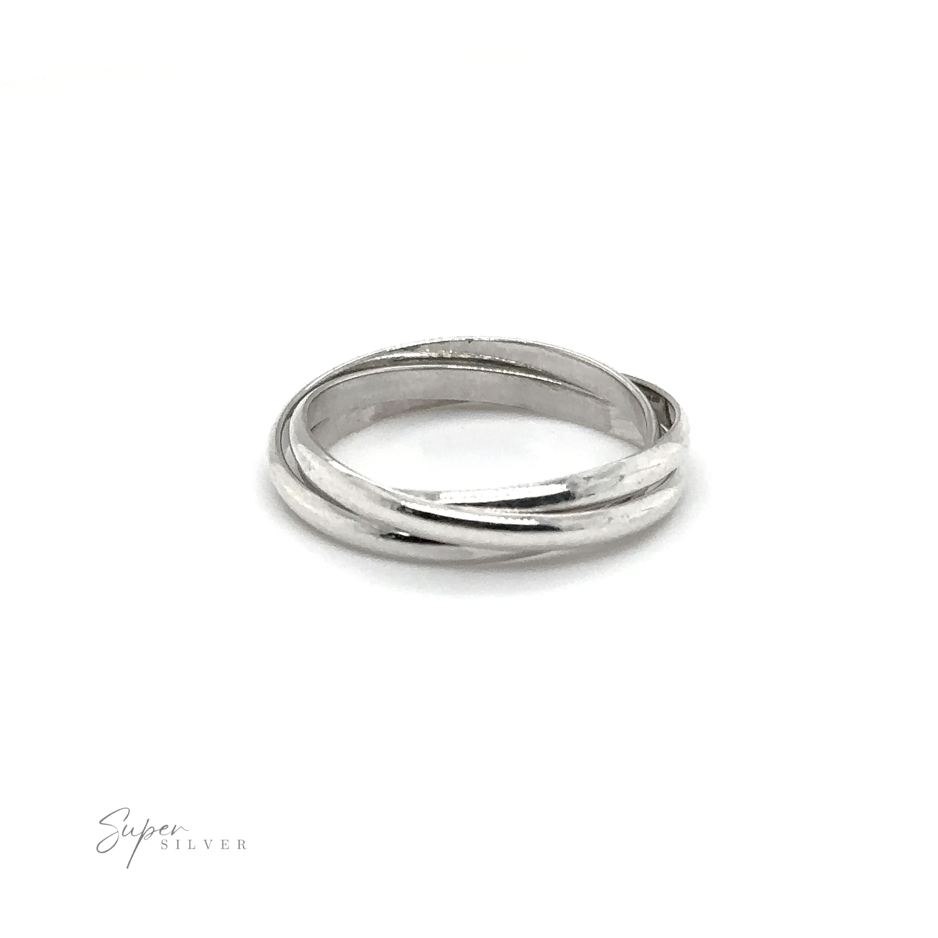 A "Three Ring Rolling Bands" silver ring with a twist on it, symbolizing devotion.
