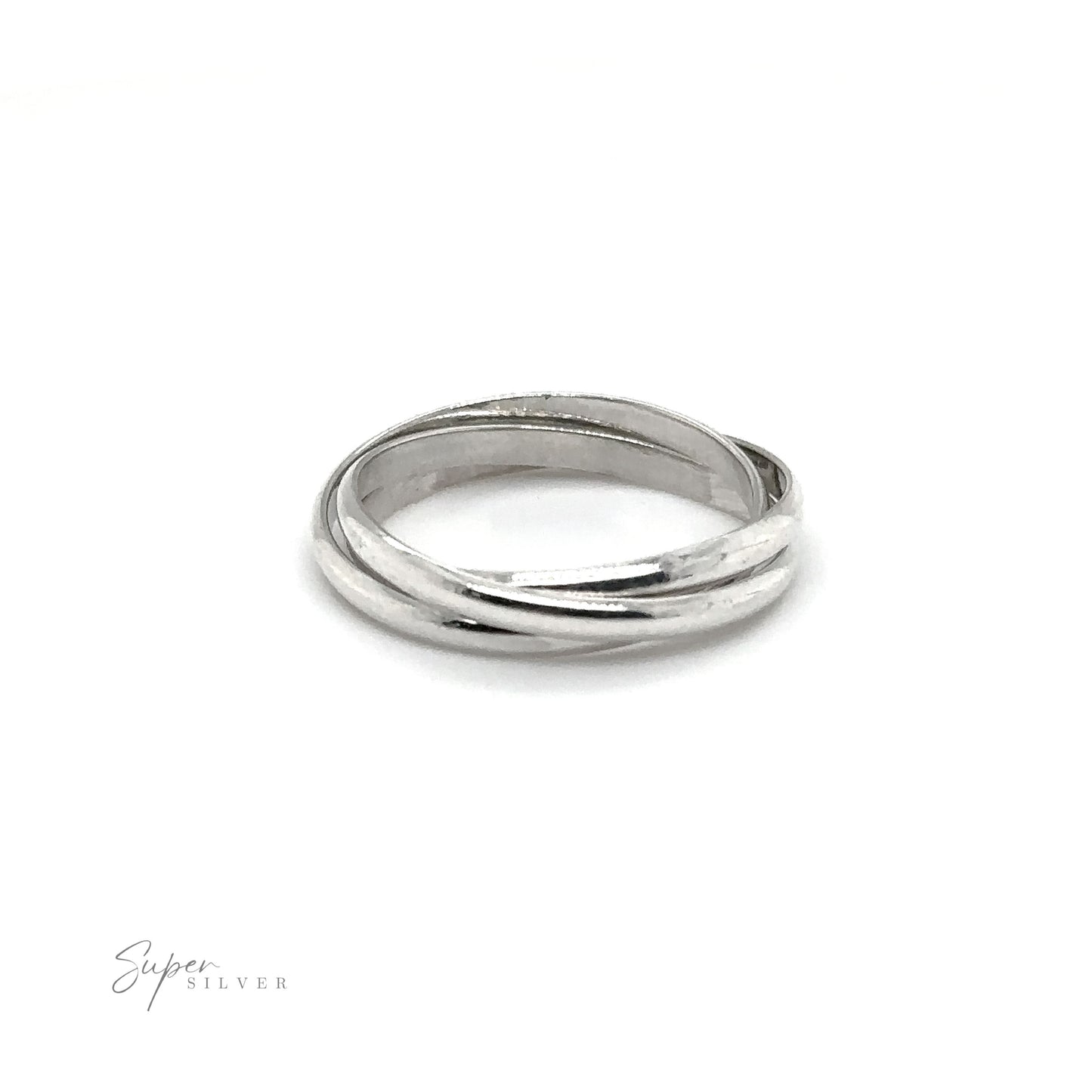 
                  
                    A "Three Ring Rolling Bands" silver ring with a twist on it, symbolizing devotion.
                  
                