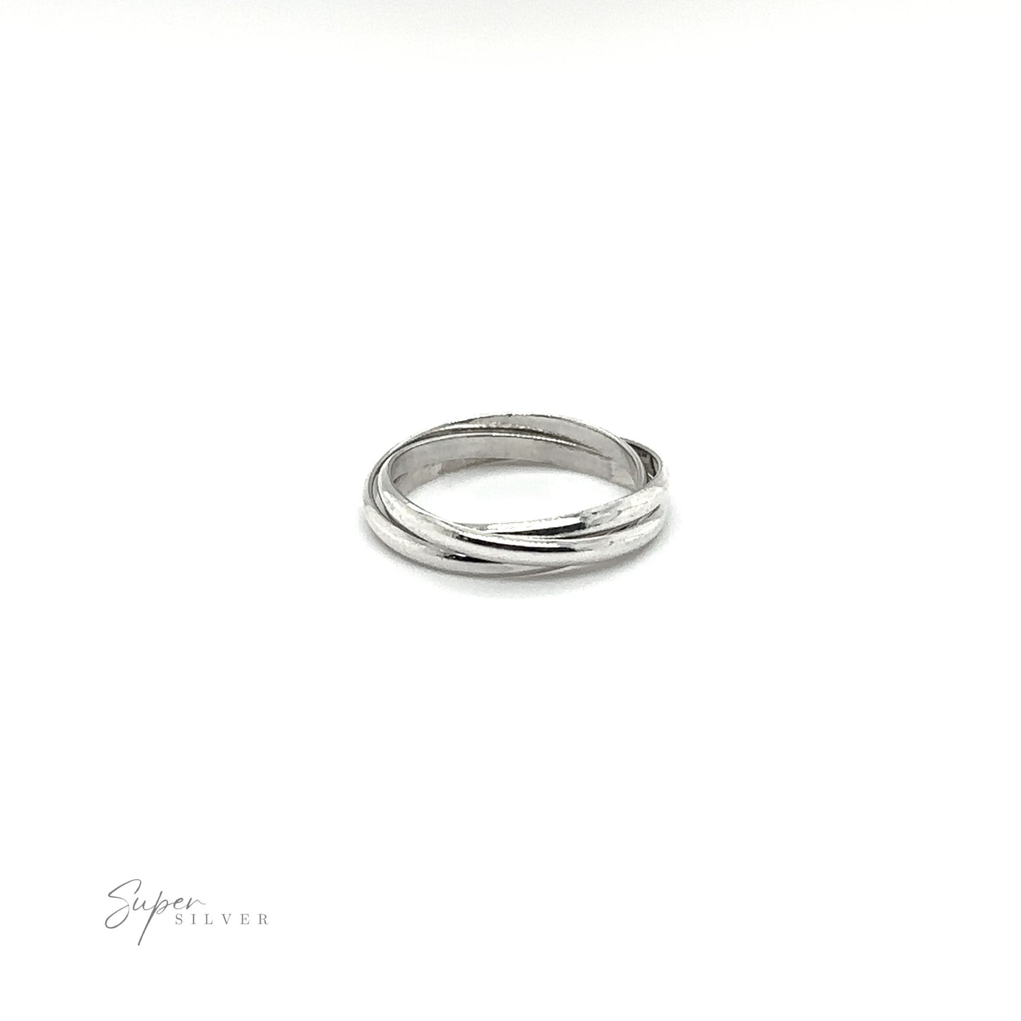 
                  
                    A silver Three Ring Rolling Bands symbolizing devotion, set against a white background.
                  
                