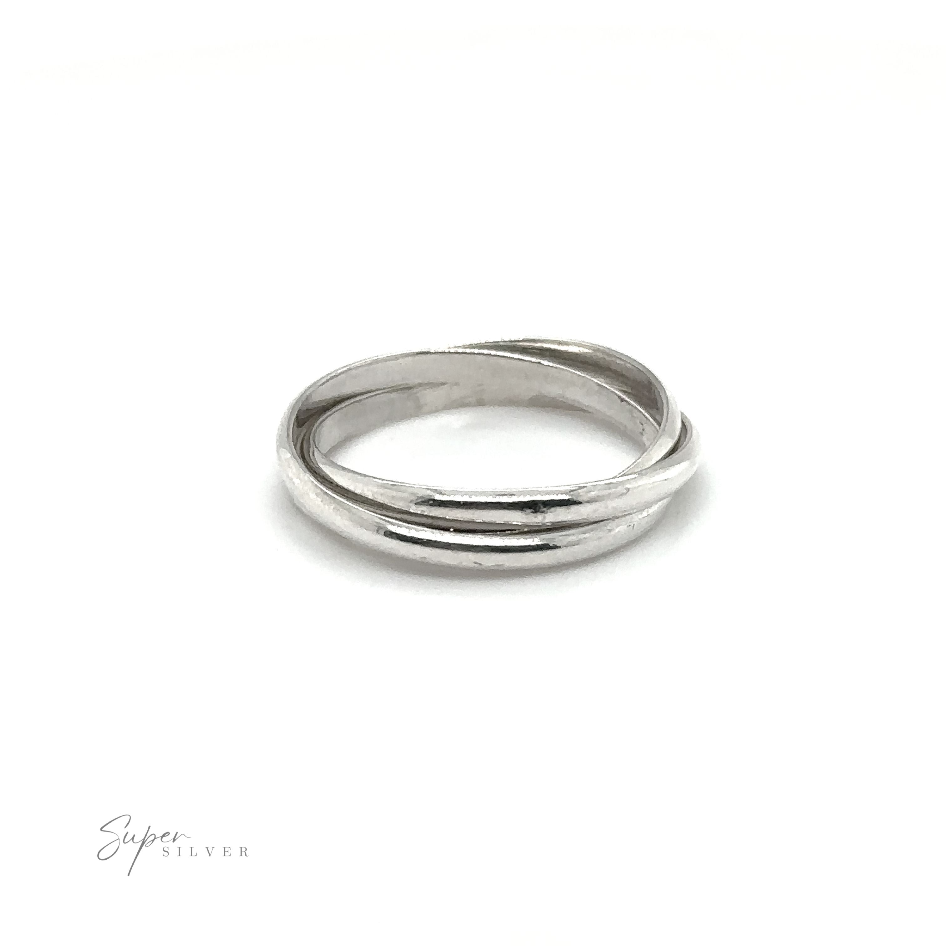 A symbol of devotion, the Three Ring Rolling Bands shines brightly against a pure white background.