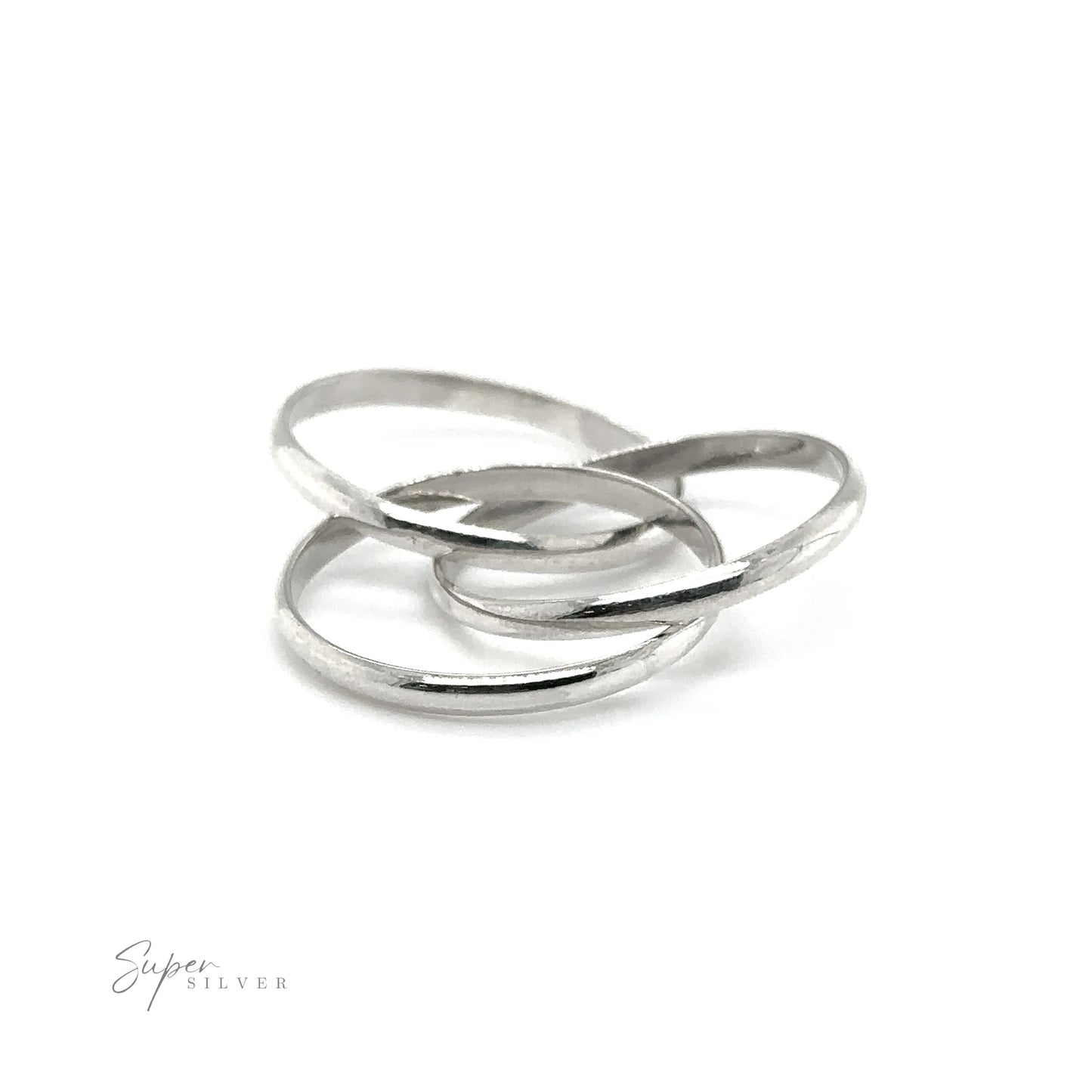 
                  
                    A Three Ring Rolling Bands showcasing symbolism and devotion, gleaming in silver on a pristine white background.
                  
                