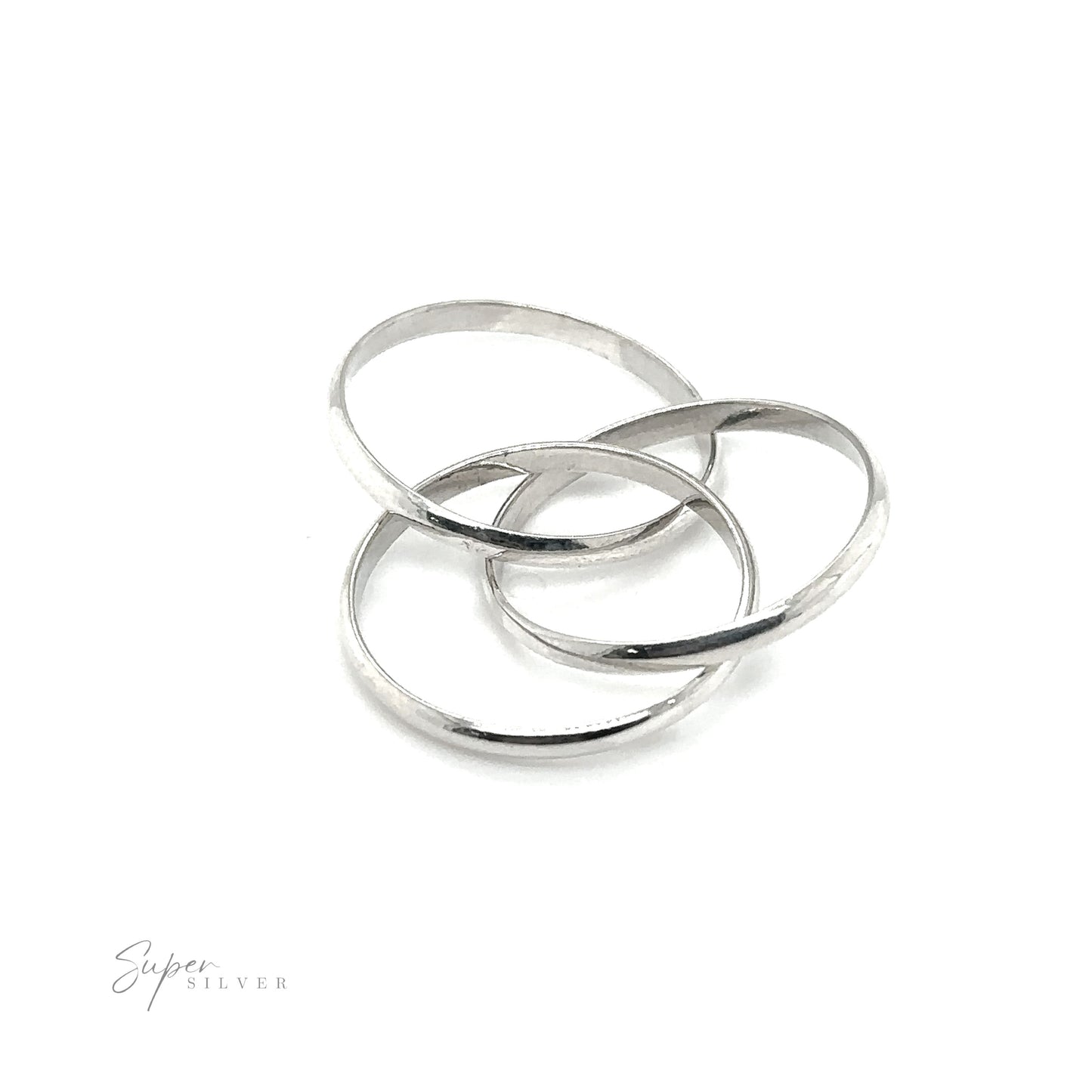 
                  
                    A Three Ring Rolling Bands featuring three silver rings stacked on top of each other, symbolizing devotion.
                  
                