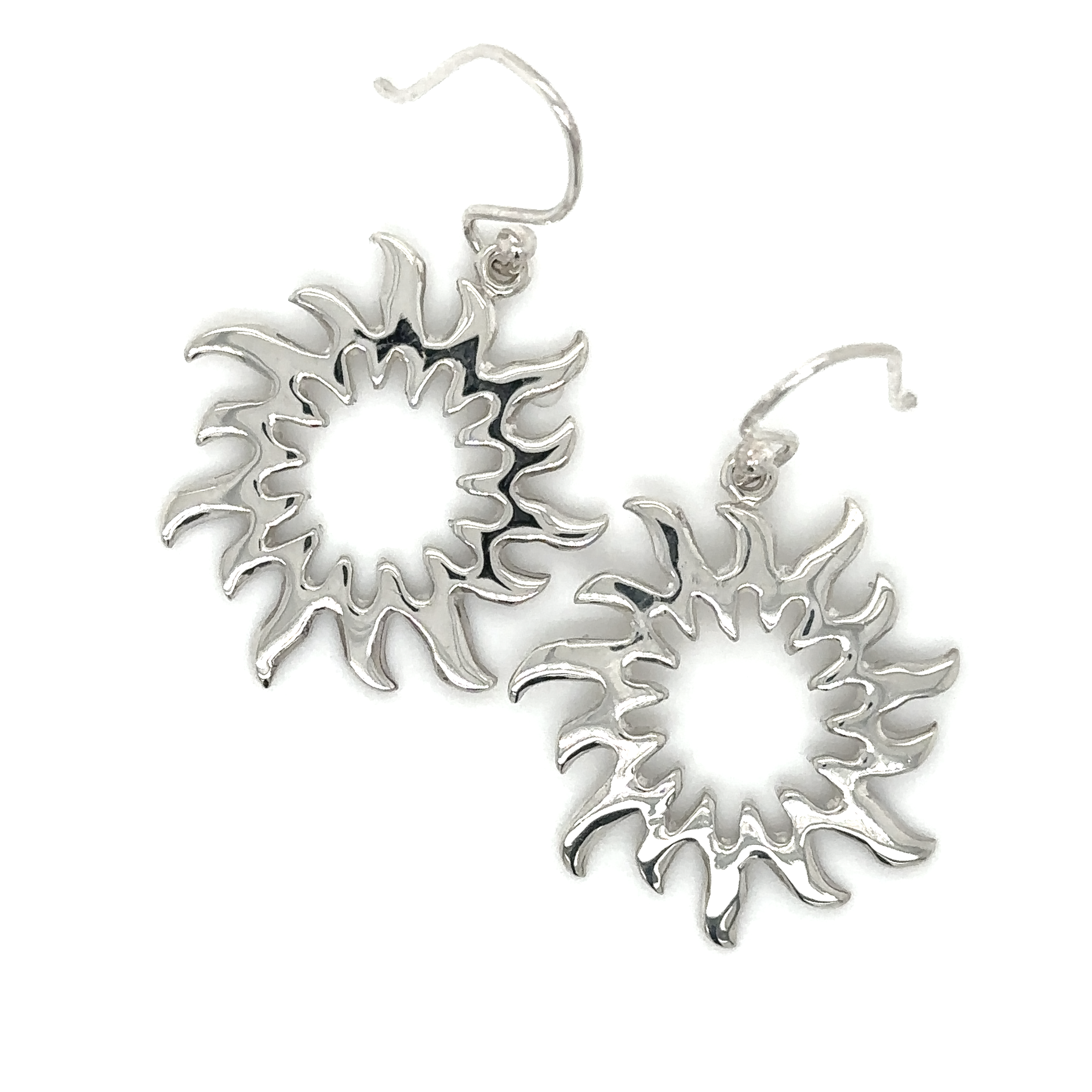 Super Silver's Open Sun Earrings in .925 Silver, with Approximate Length.