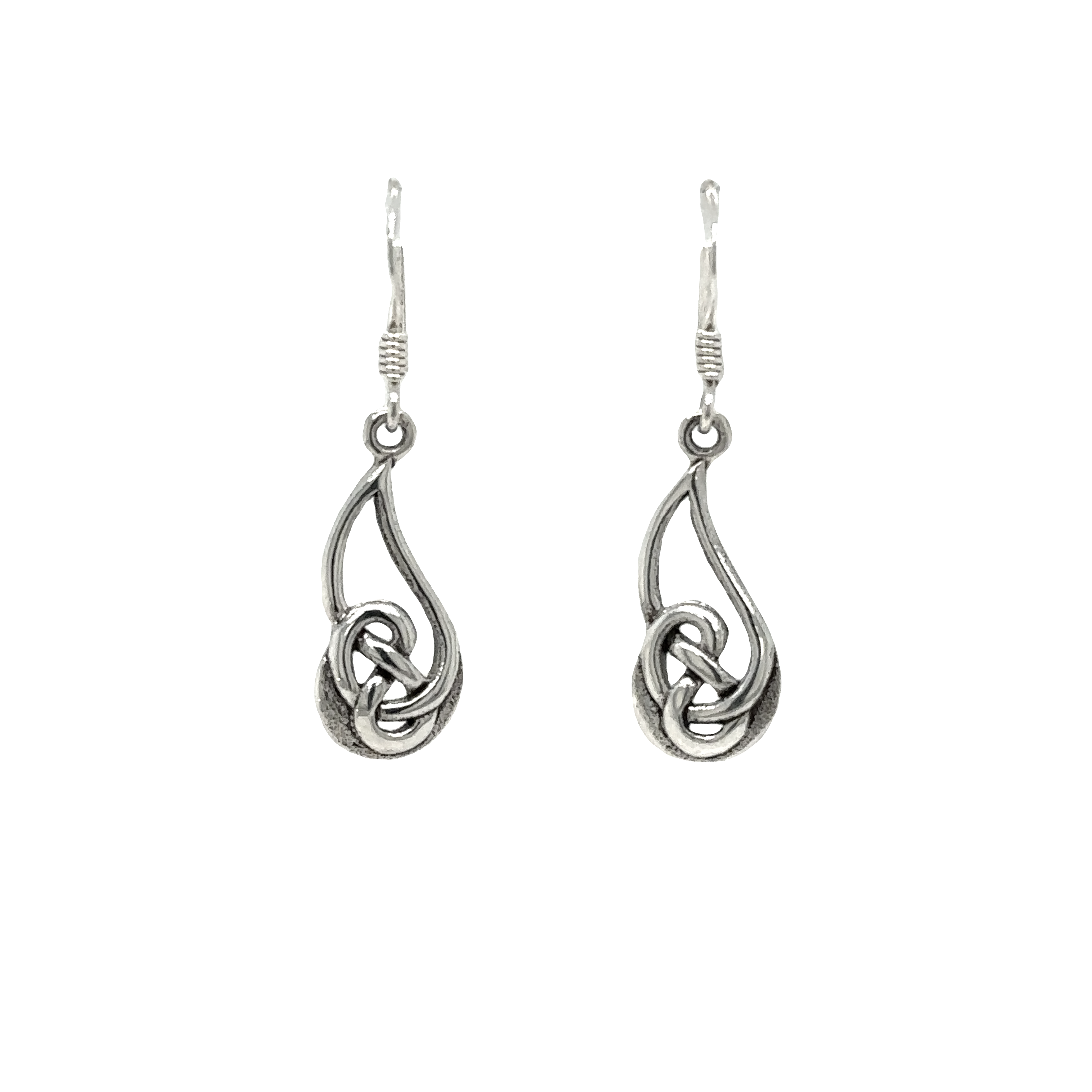 A stunning pair of Super Silver Celtic Style Earrings featuring an exquisite celtic knot design, perfect for gifting or wearing at special events.