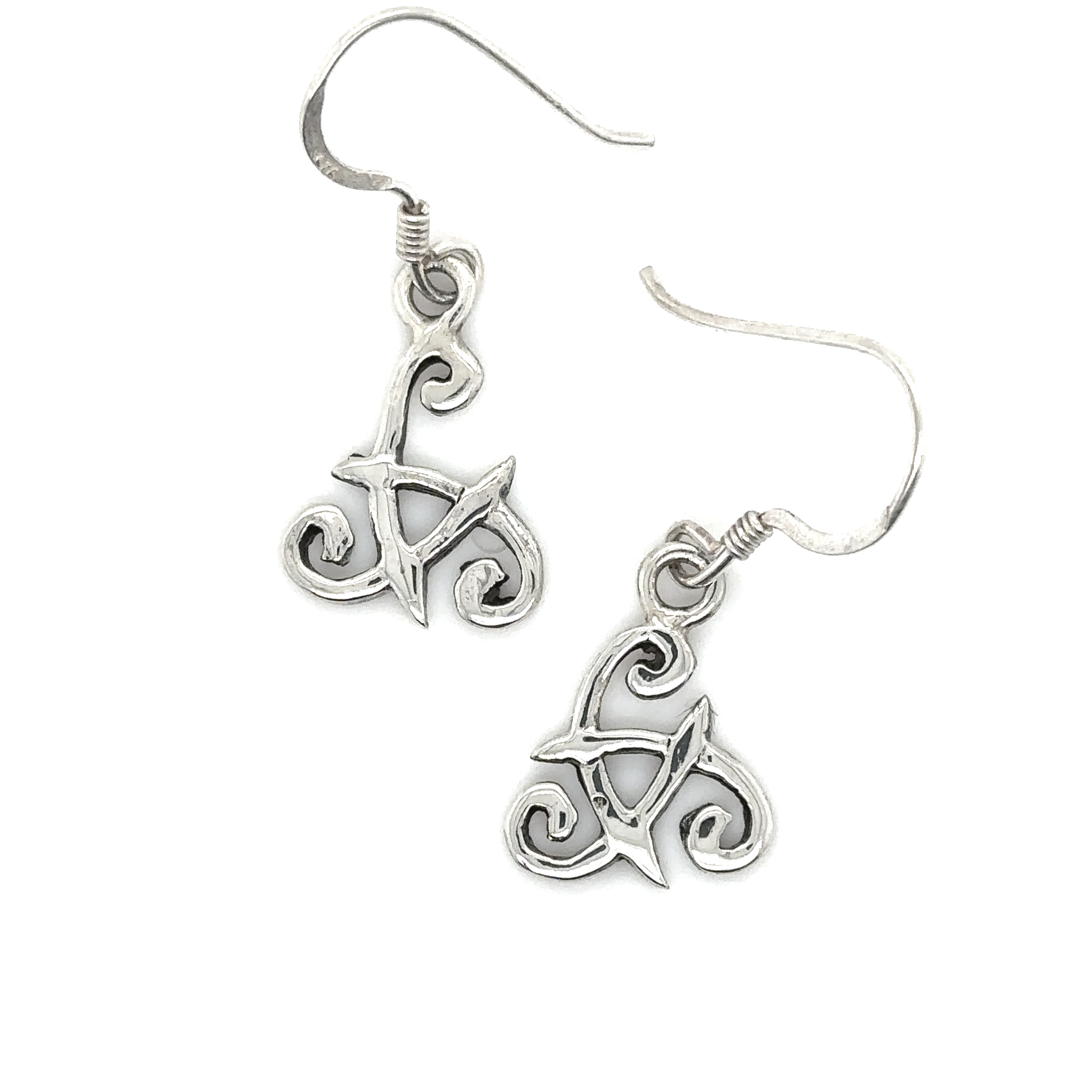 A pair of Super Silver Celtic Triple Spiral Earrings.