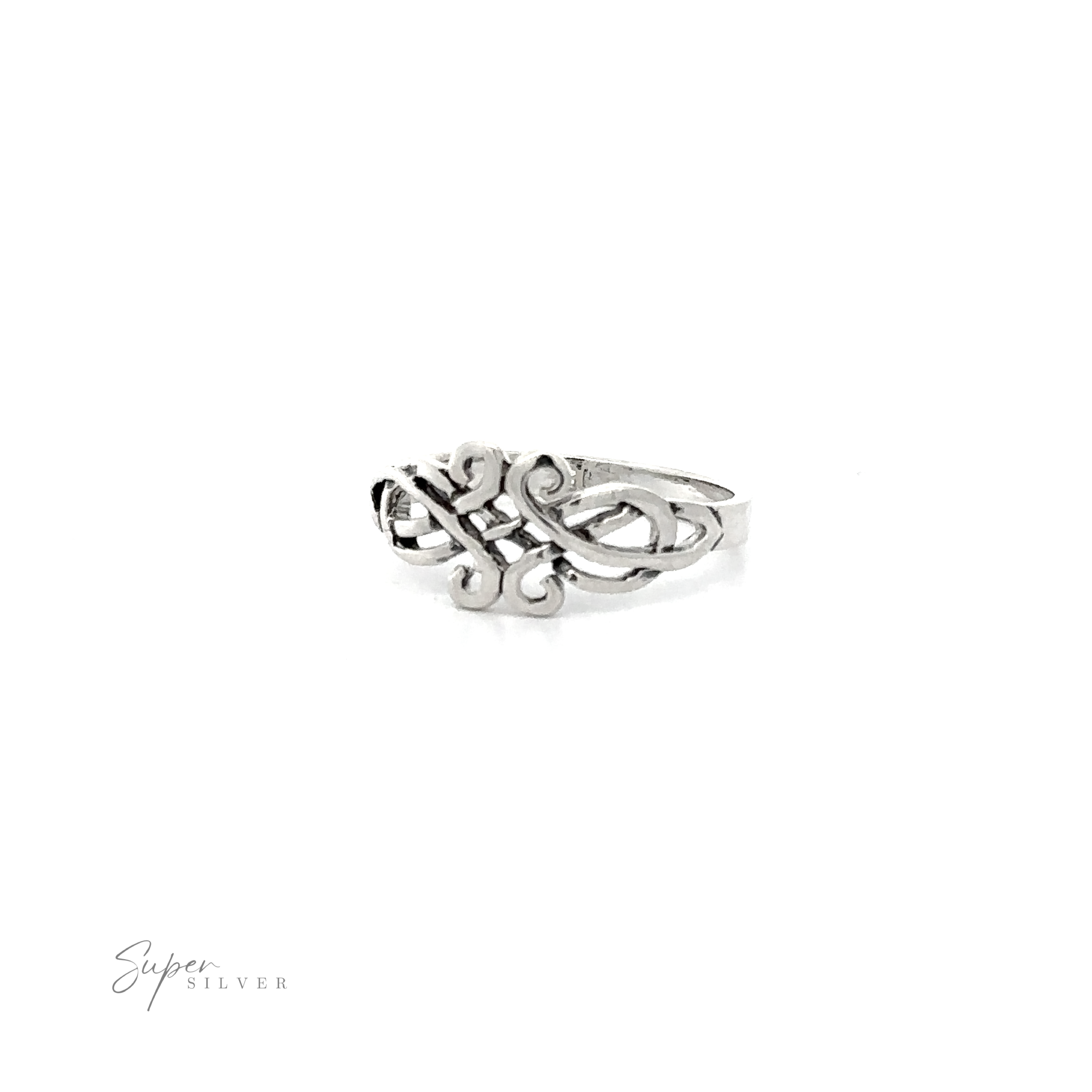 A sleek silver Celtic Knot Ring, symbolizing unity.