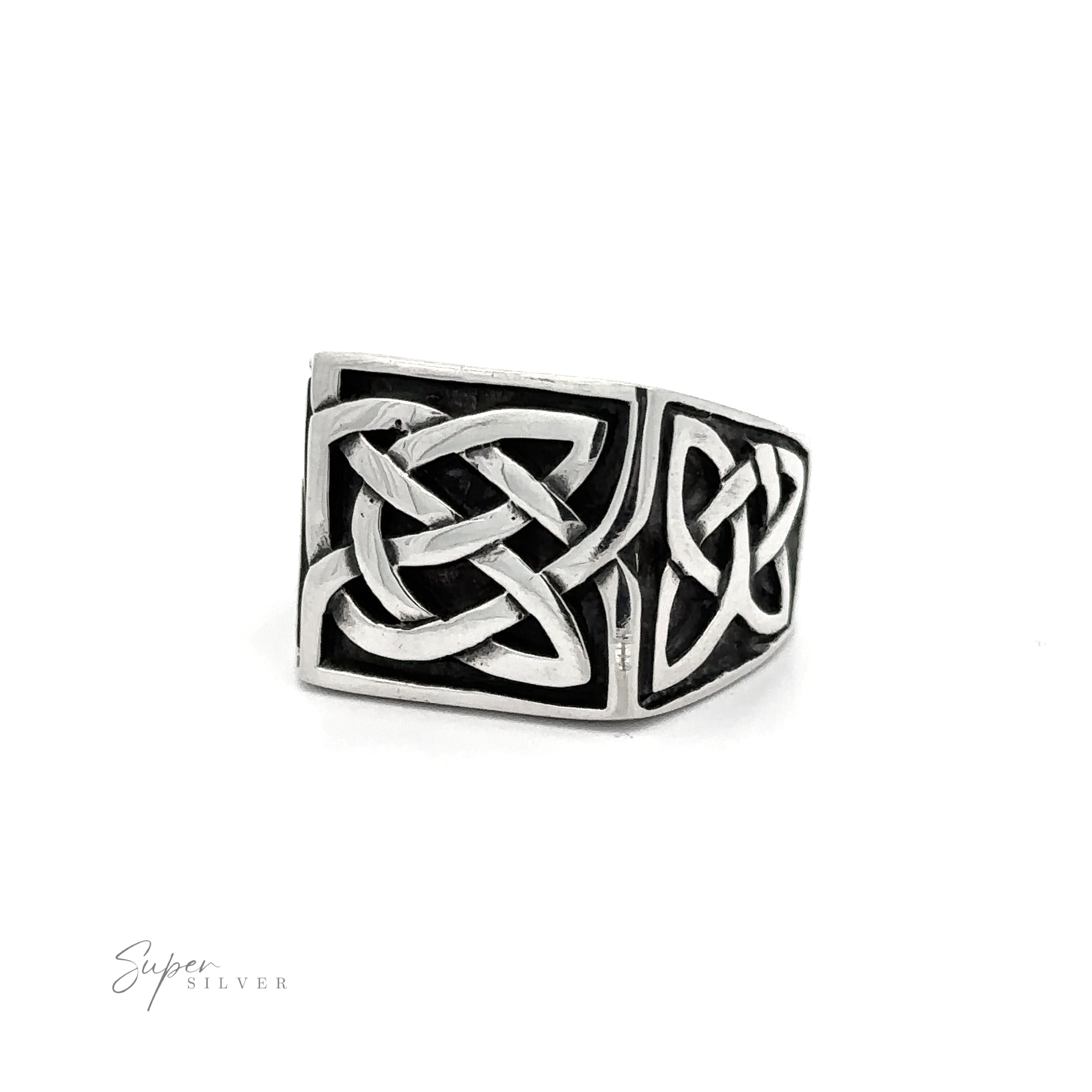 A solid and bold .925 Sterling Silver Signet Celtic Knot ring.