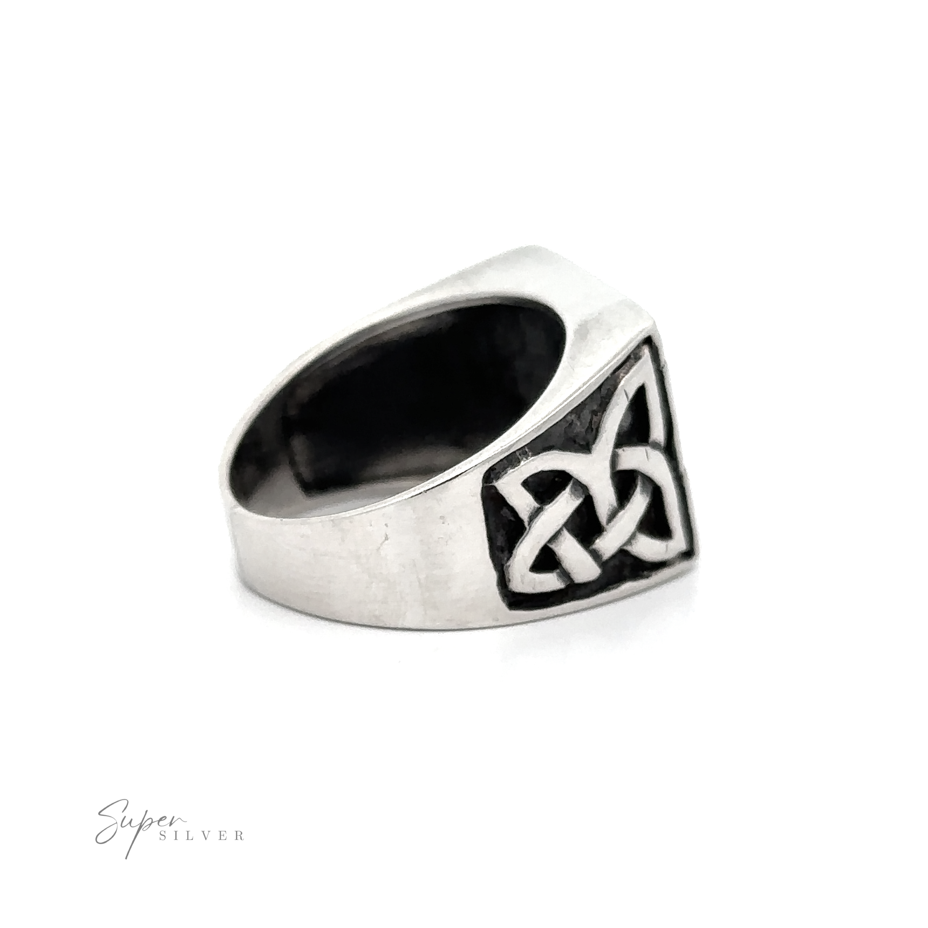 A .925 Sterling Silver ring with a solid and bold Signet Celtic Knot Ring design.