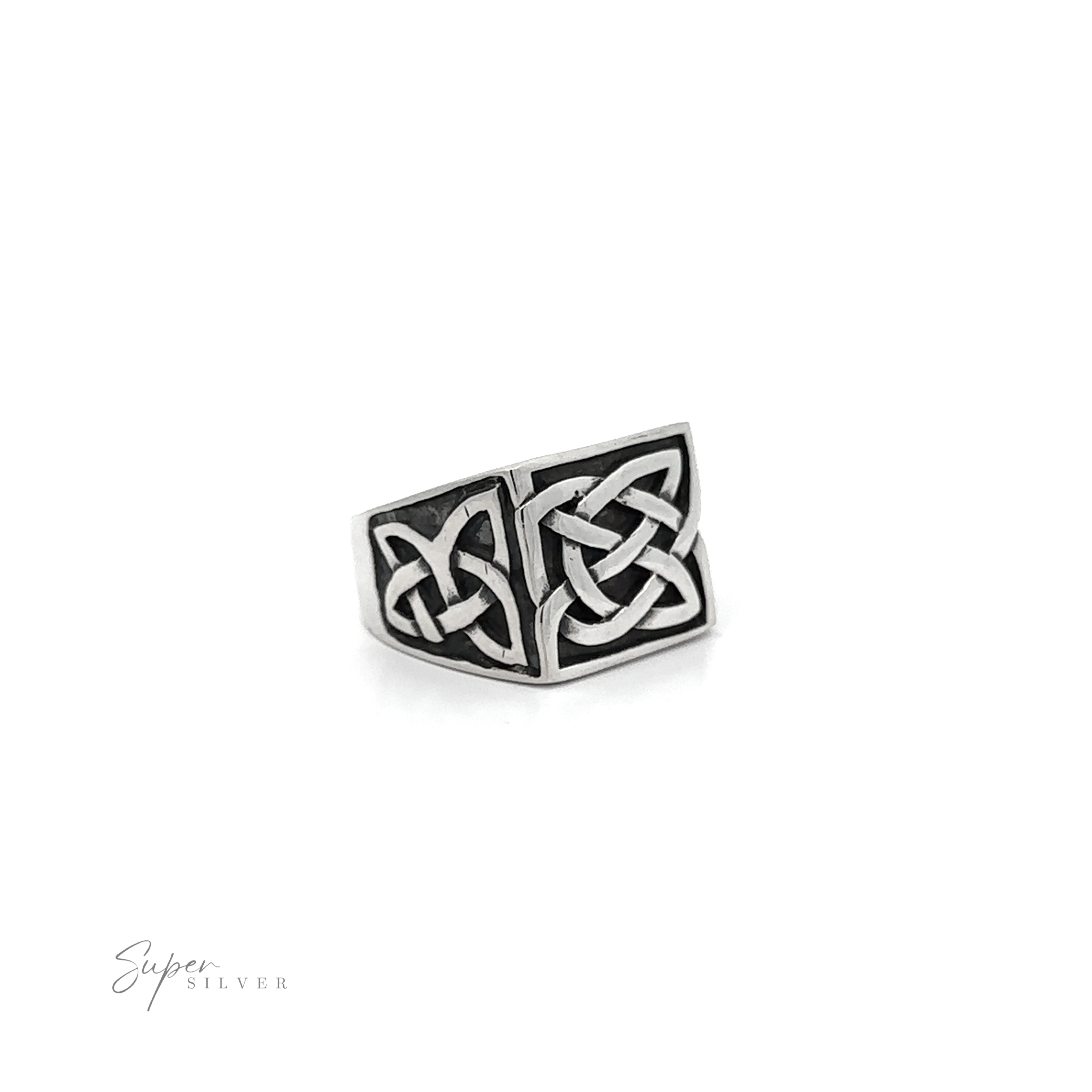 A Sterling Silver Signet Celtic Knot Ring with a Celtic Knot design.