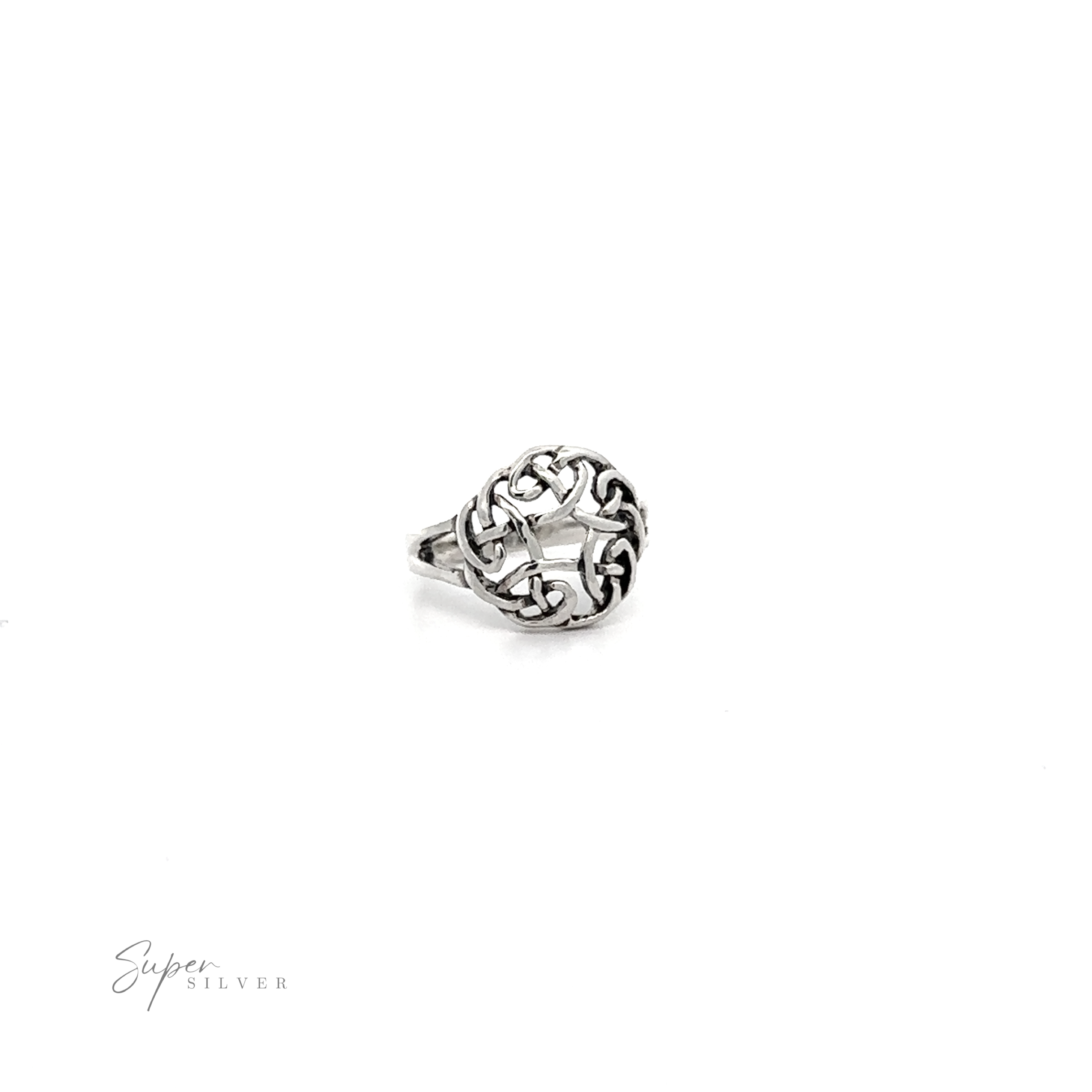 A substantial Celtic Knot Ring made of .925 sterling silver.