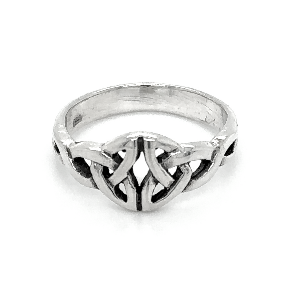 This Celtic Silver Ring showcases intricate Celtic symbolism in sterling silver.