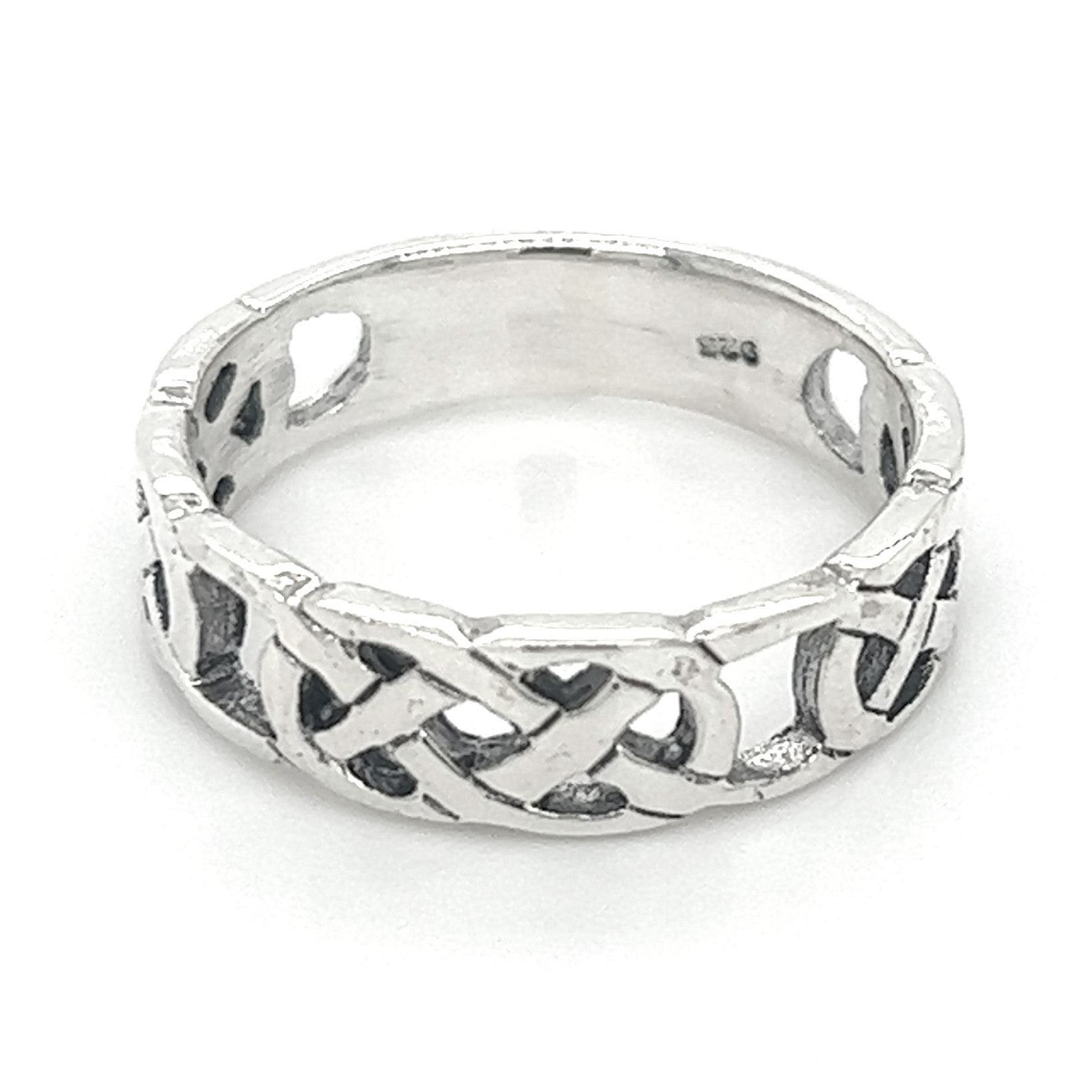 This sterling silver 5mm Celtic Knot Band embodies both strength and style.