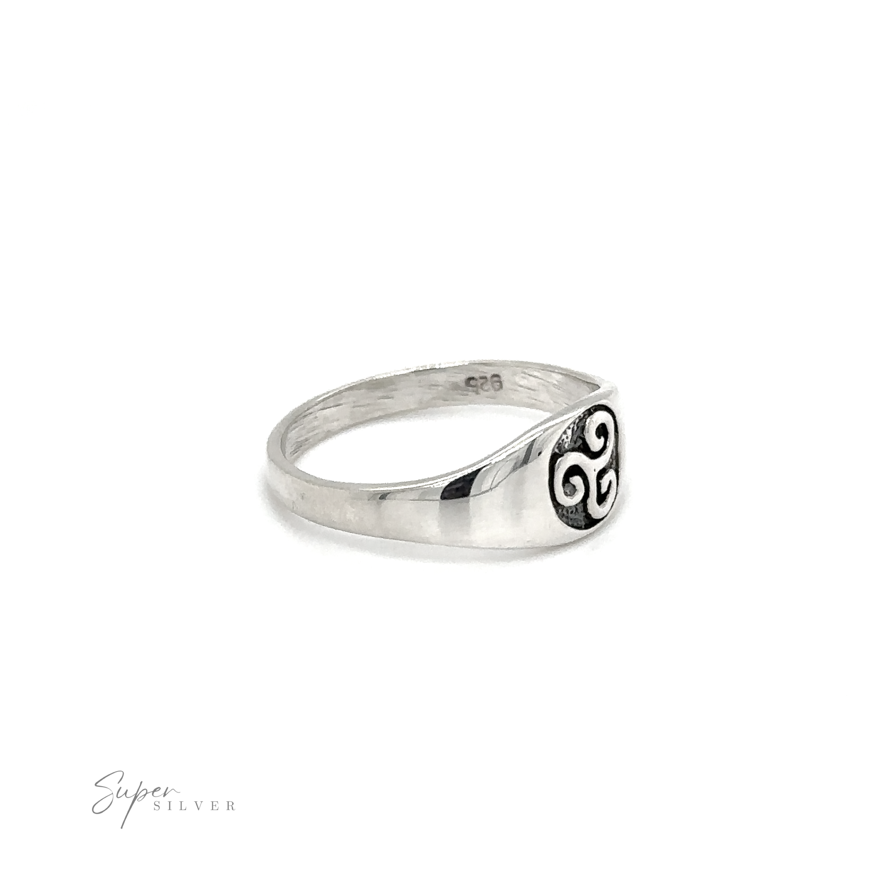 A sterling silver Celtic Spiral Signet Ring.