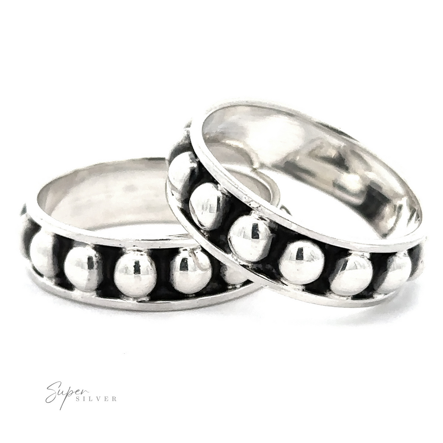Two thick Oxidized Ball Band rings with a polished finish, displayed against a white background.