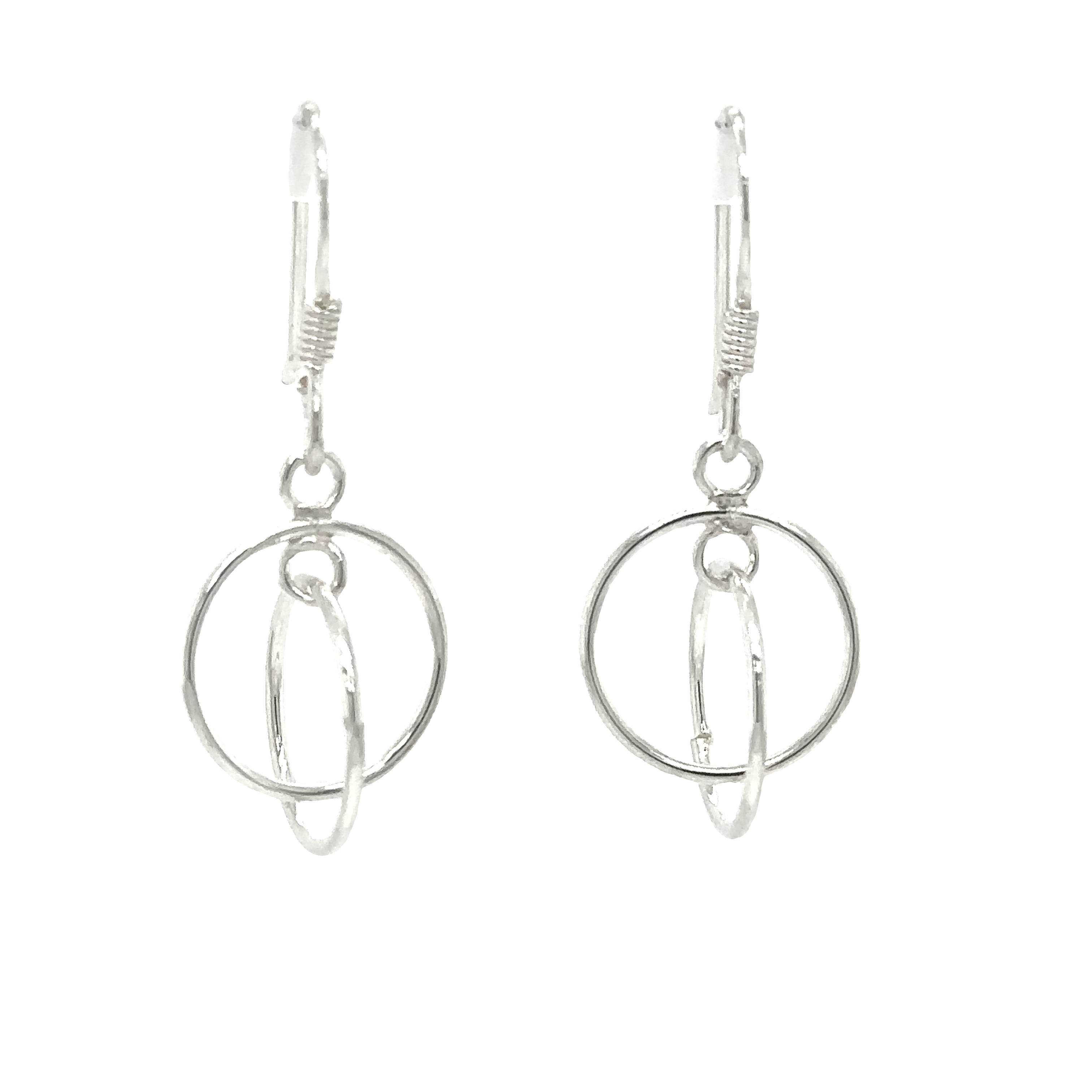 A pair of Super Silver Interlinked Circle Earrings.