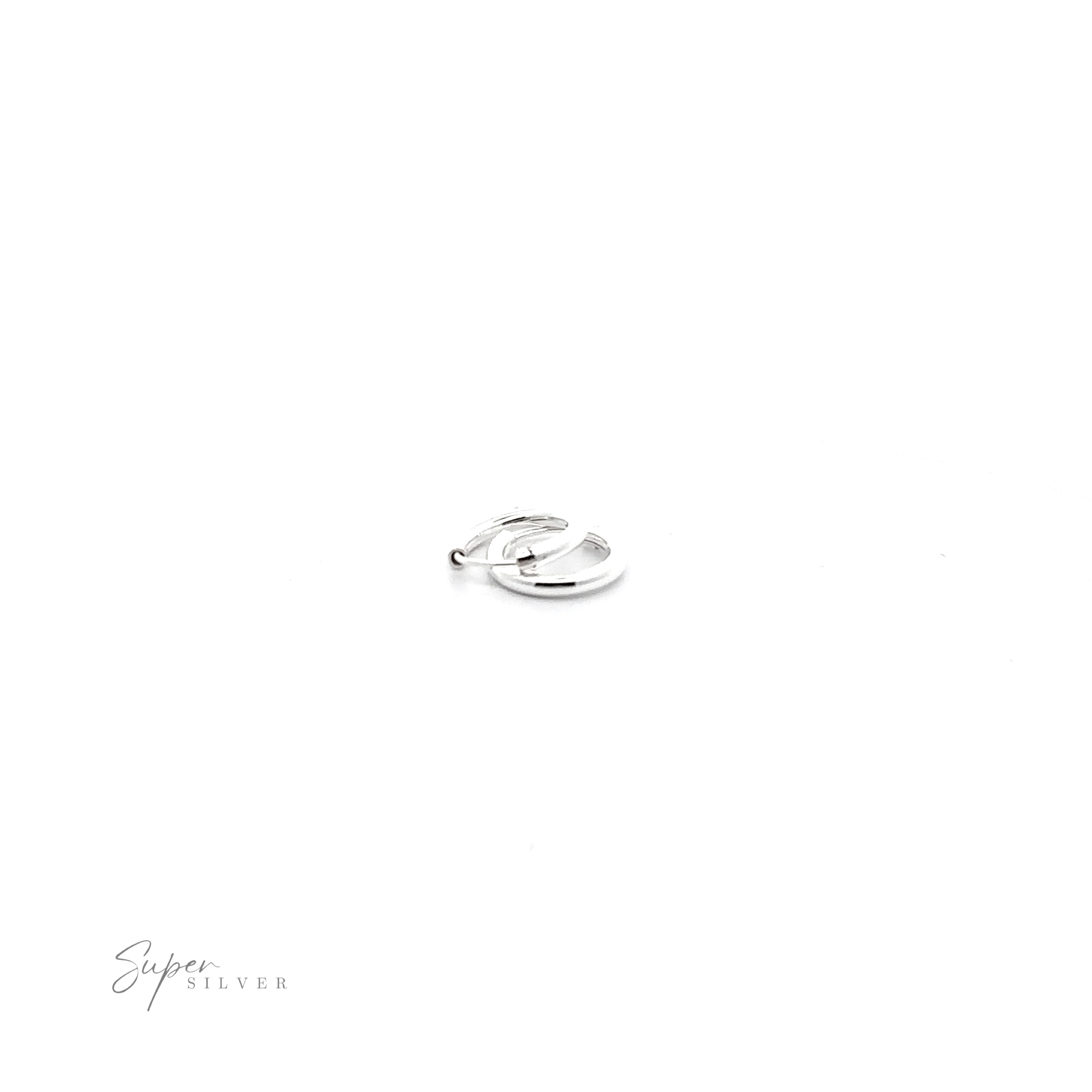 A minimalist 2.5mm Infinity Hoop earring on a white background.