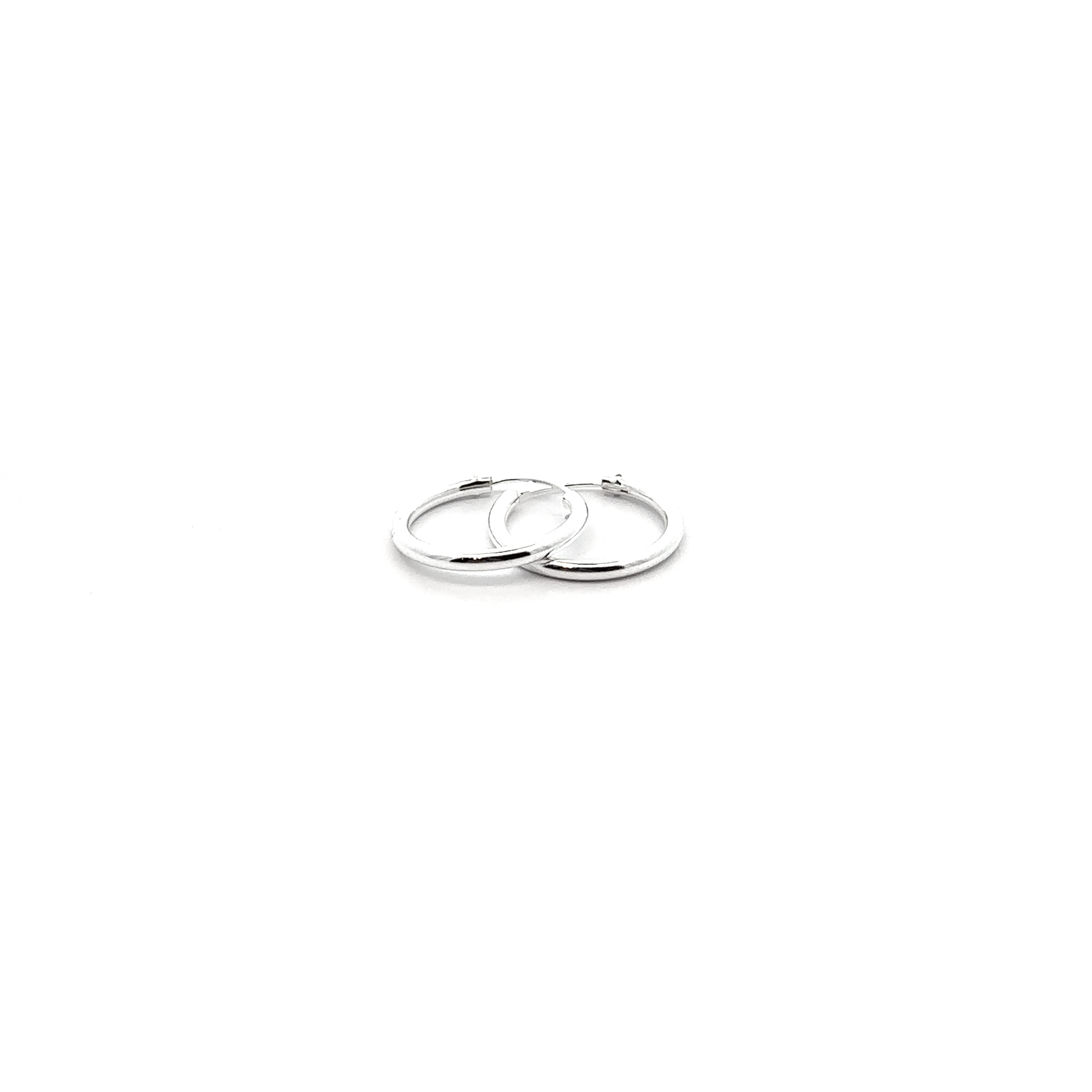 Two 2mm Infinity Hoops with a minimalist flair on a white background.