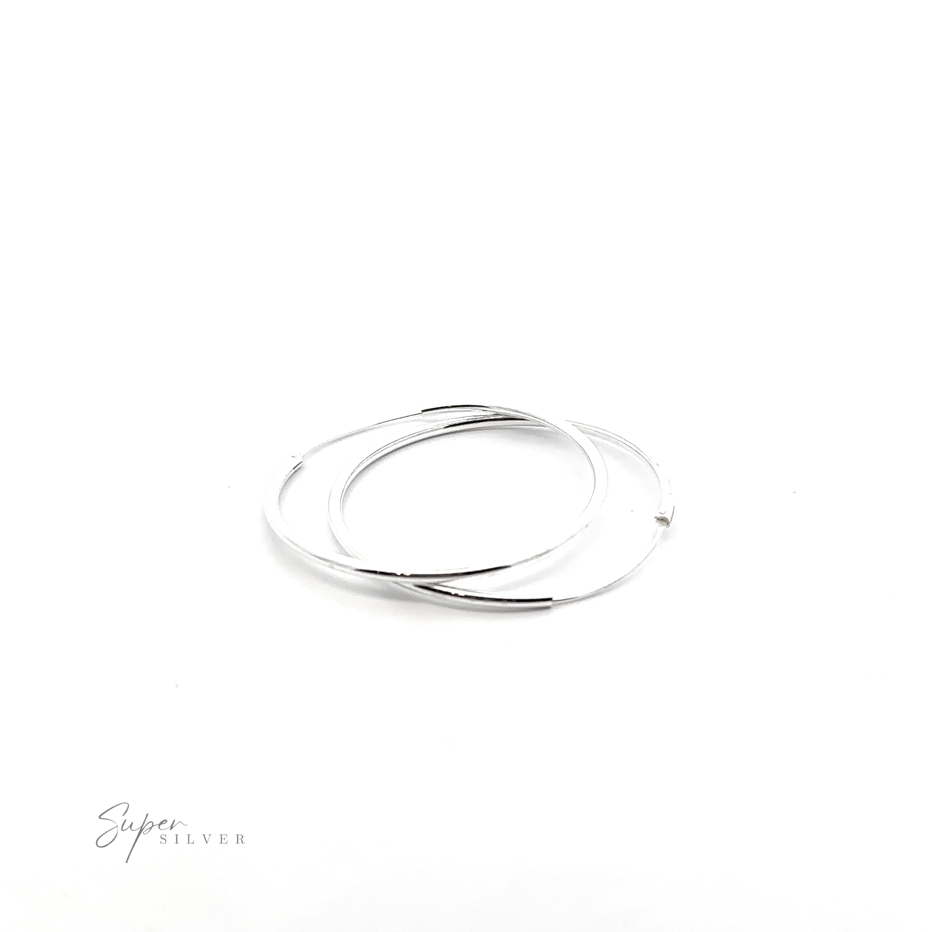 A pair of 2mm Infinity Hoops with a minimalist flair on a white background.