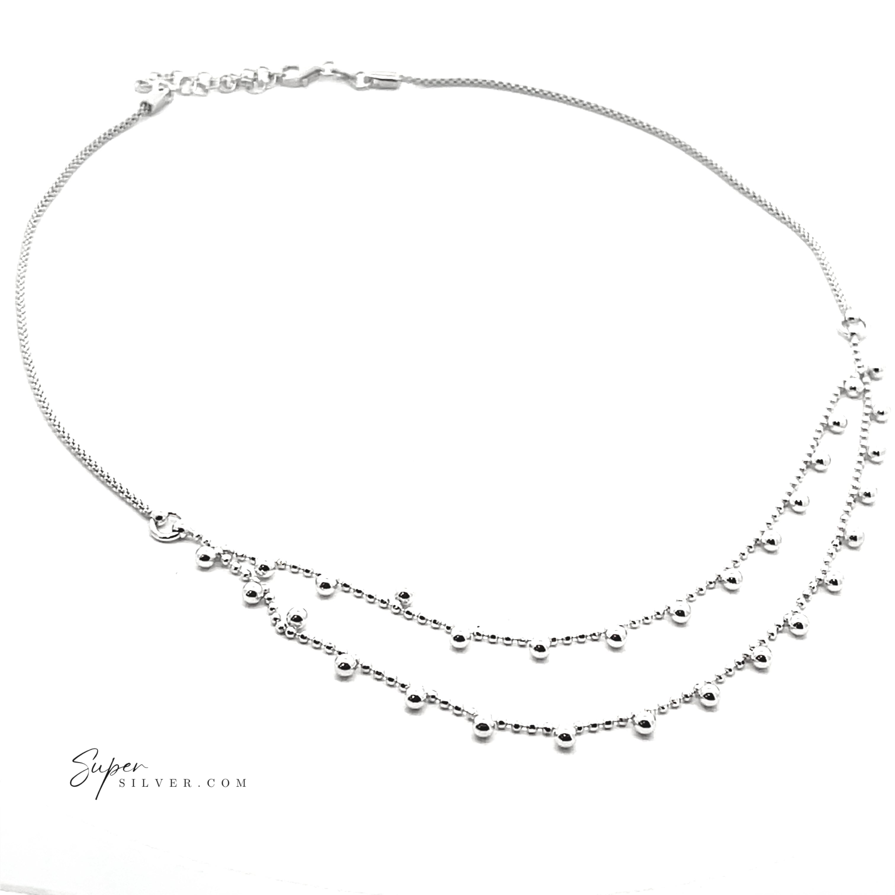 Bohemian Silver Beaded Necklace