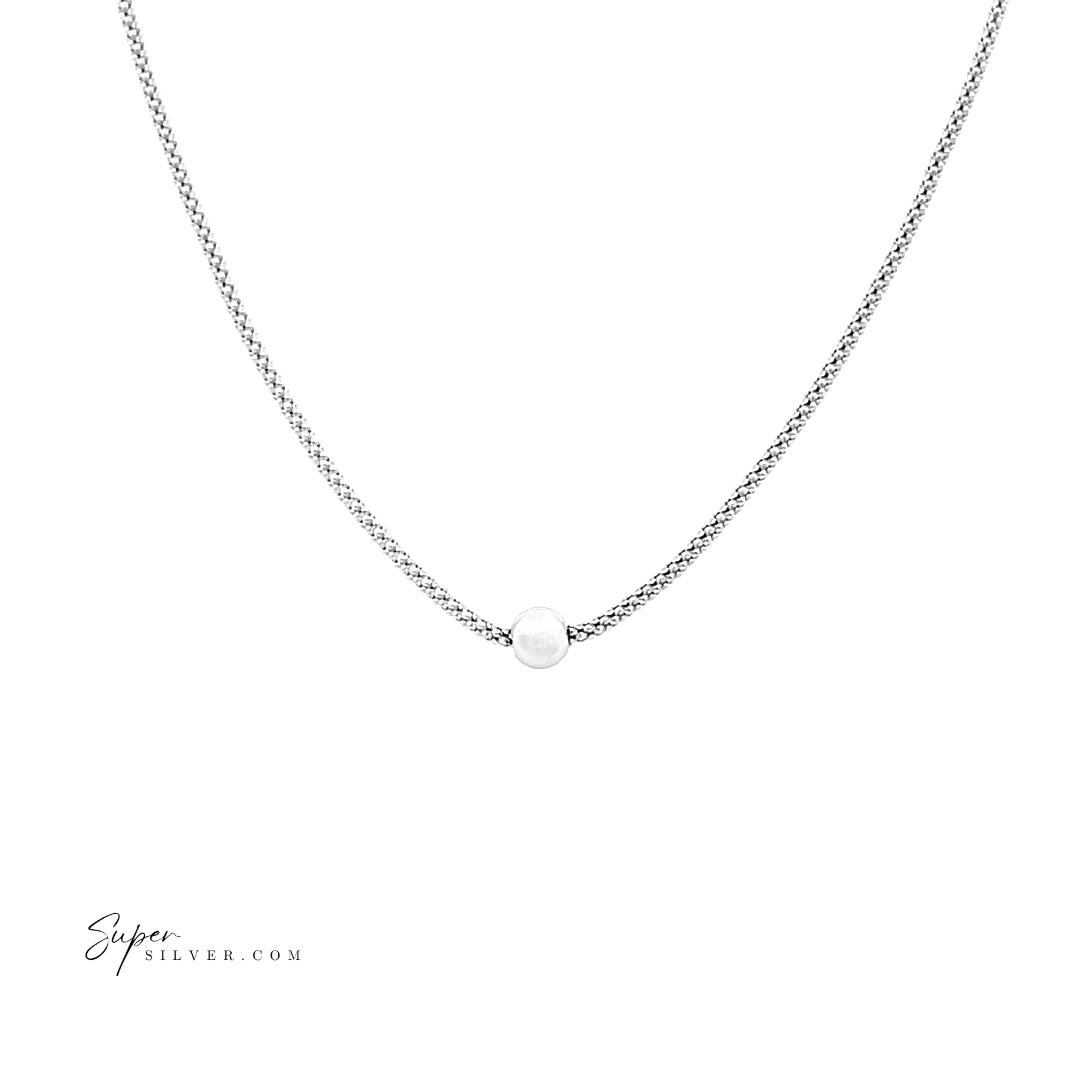 Single Silver Bead Necklace