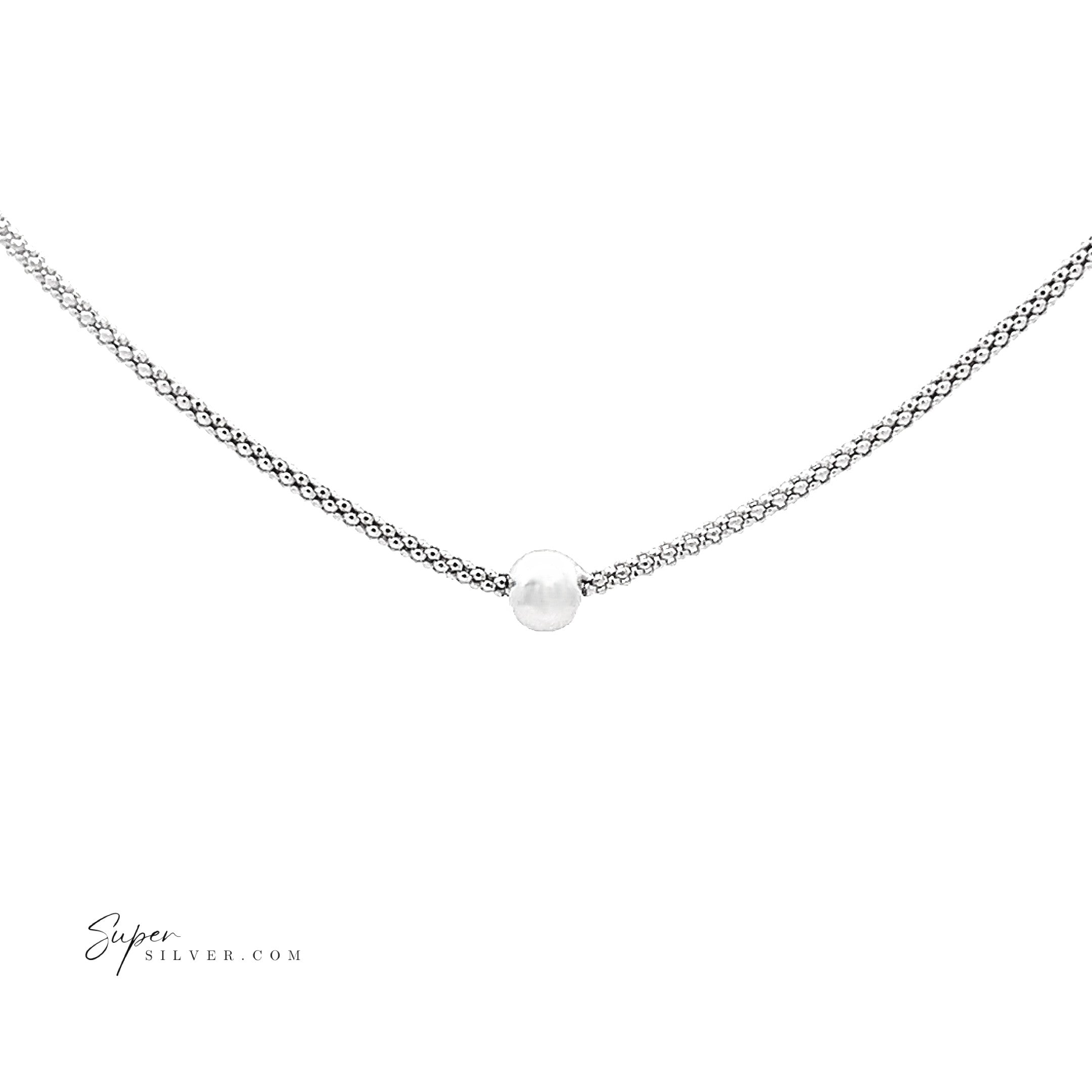 Single Silver Bead Necklace