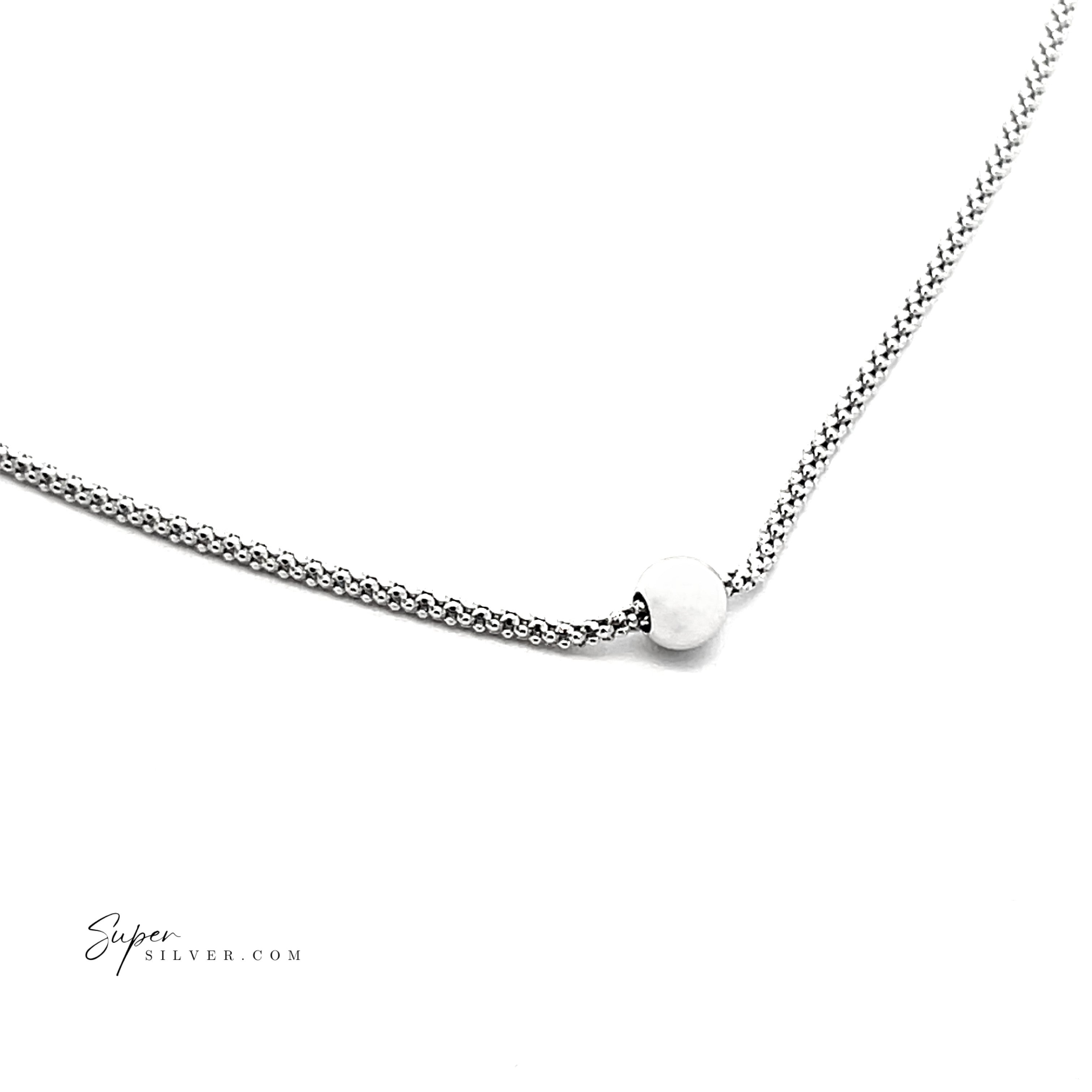 Single Silver Bead Necklace