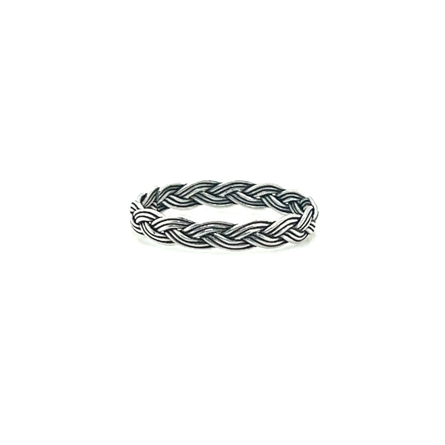 
                  
                    A Triple Strand Braided Bands ring with a minimalist bohemian flair on a white background. (Brand: Super Silver)
                  
                