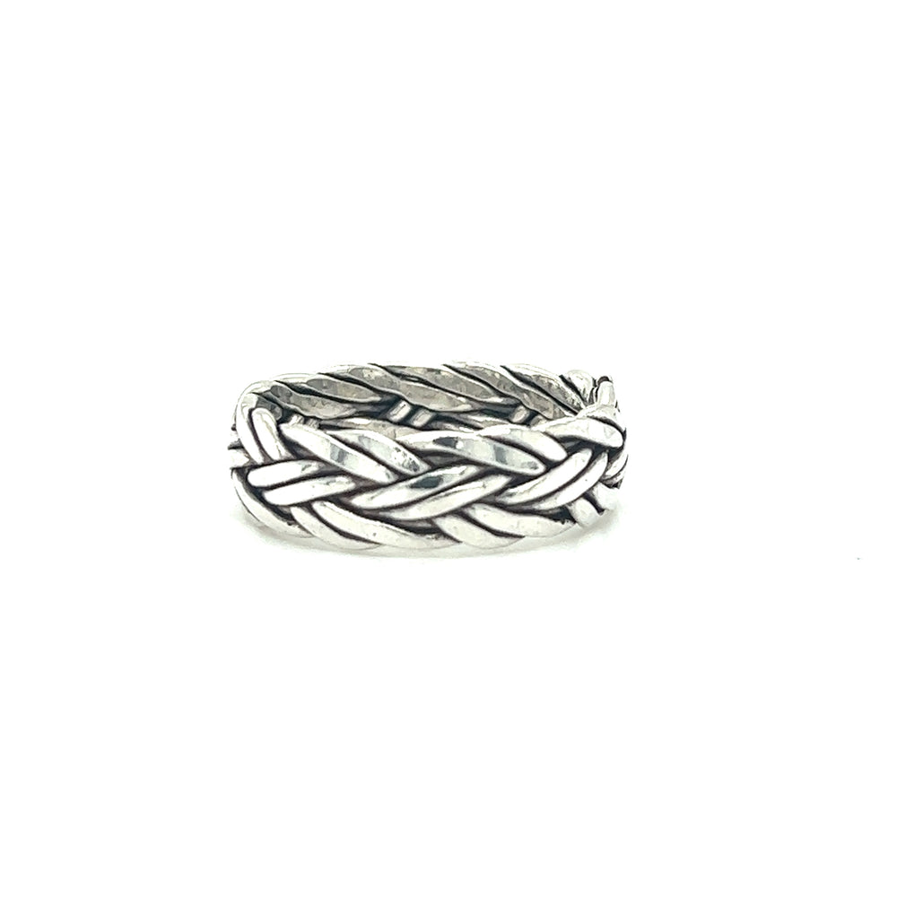 
                  
                    A masculine Super Silver ring with a Thick Double Strand Braided band that exudes strength.
                  
                
