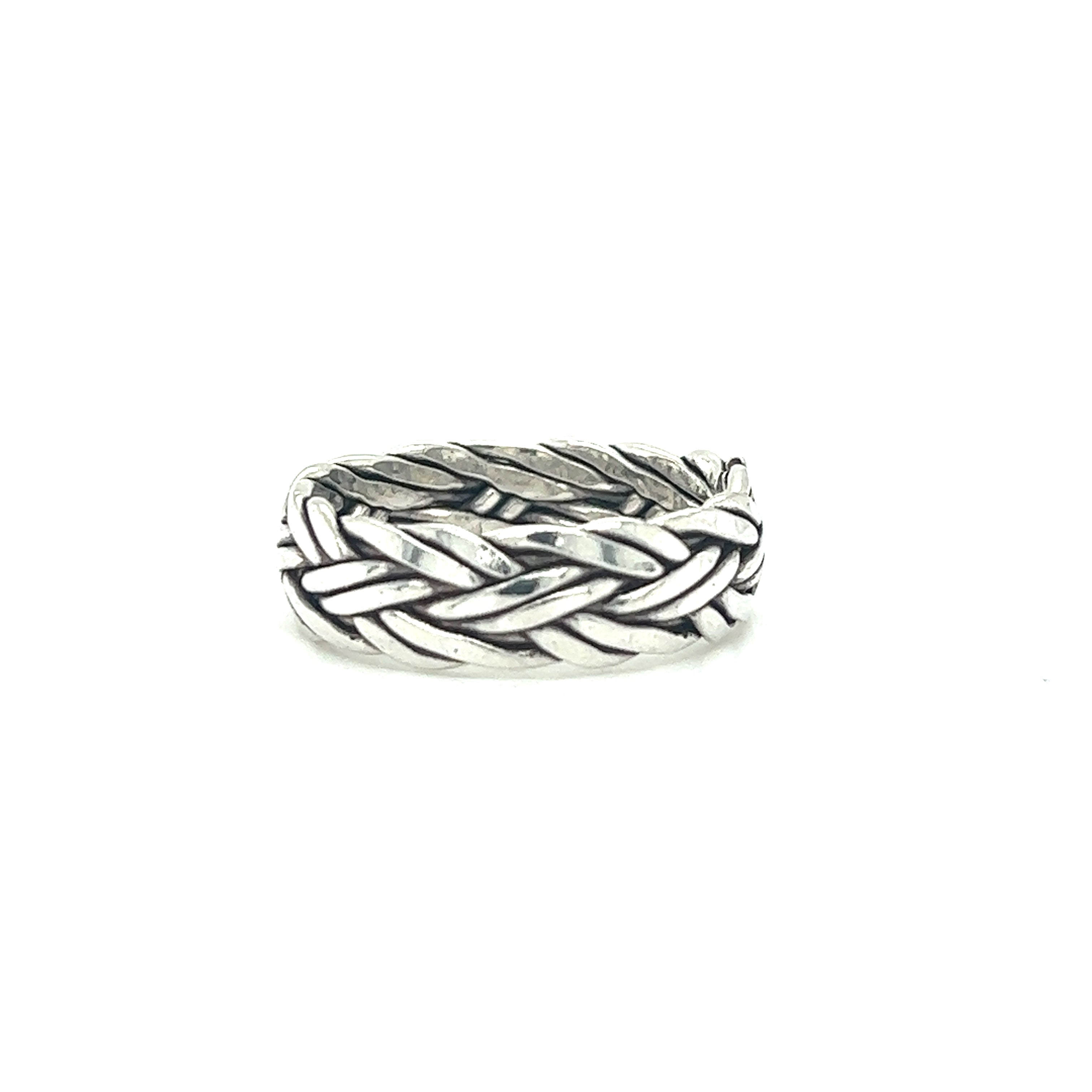 A masculine Super Silver ring with a Thick Double Strand Braided band that exudes strength.
