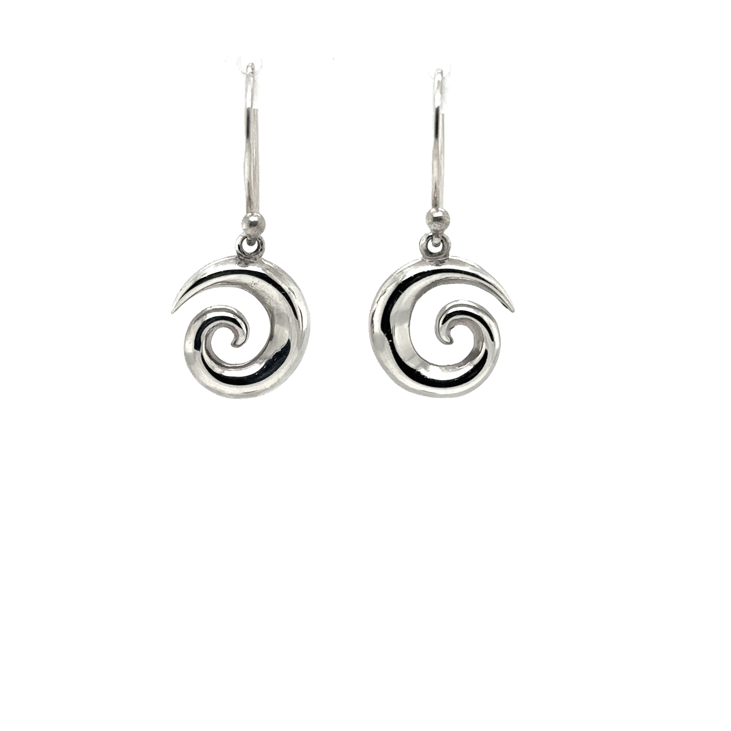 Super Silver's Silver Swirl Earrings with a spiral design.