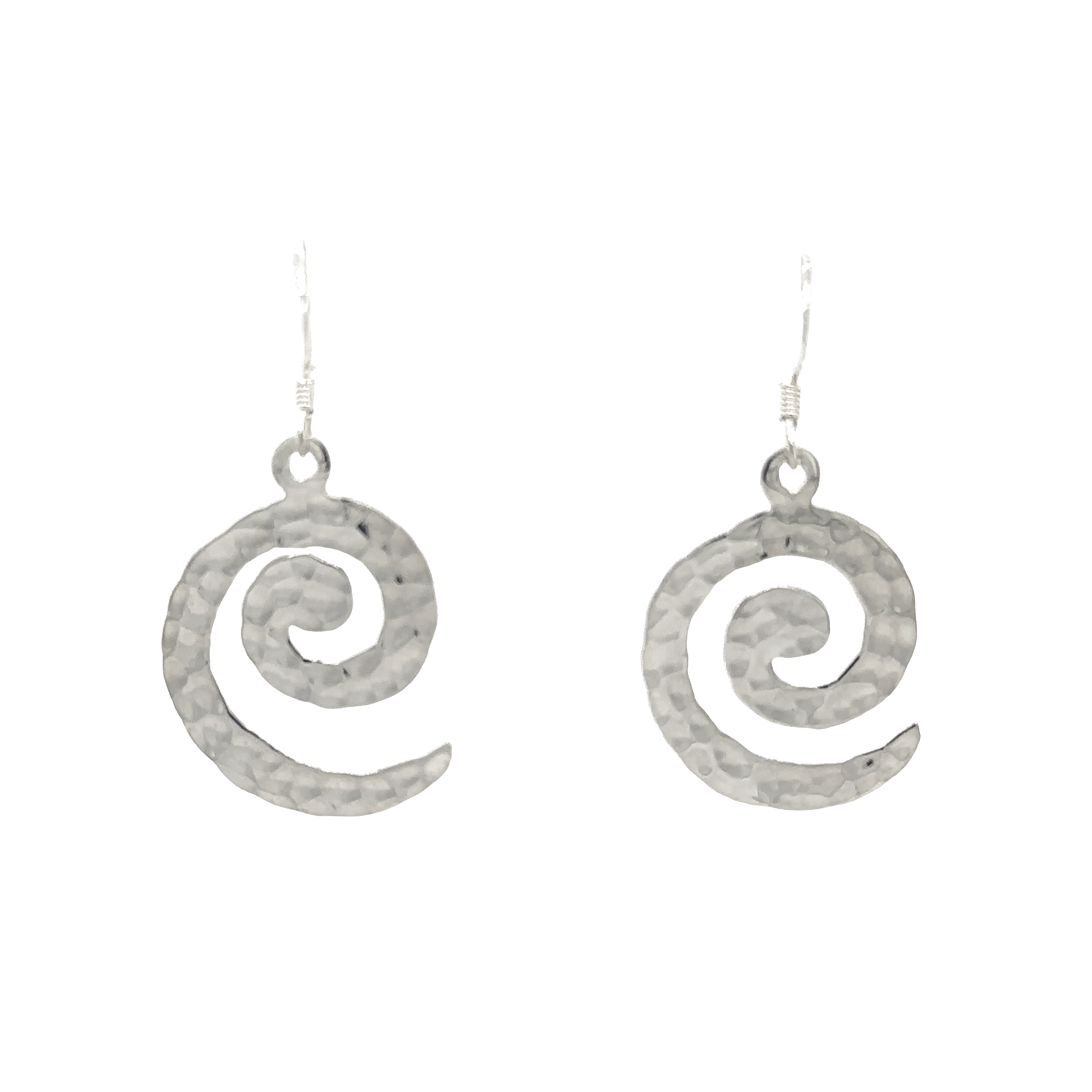 Super Silver Hammered Spiral Earrings crafted from lightweight sterling silver.