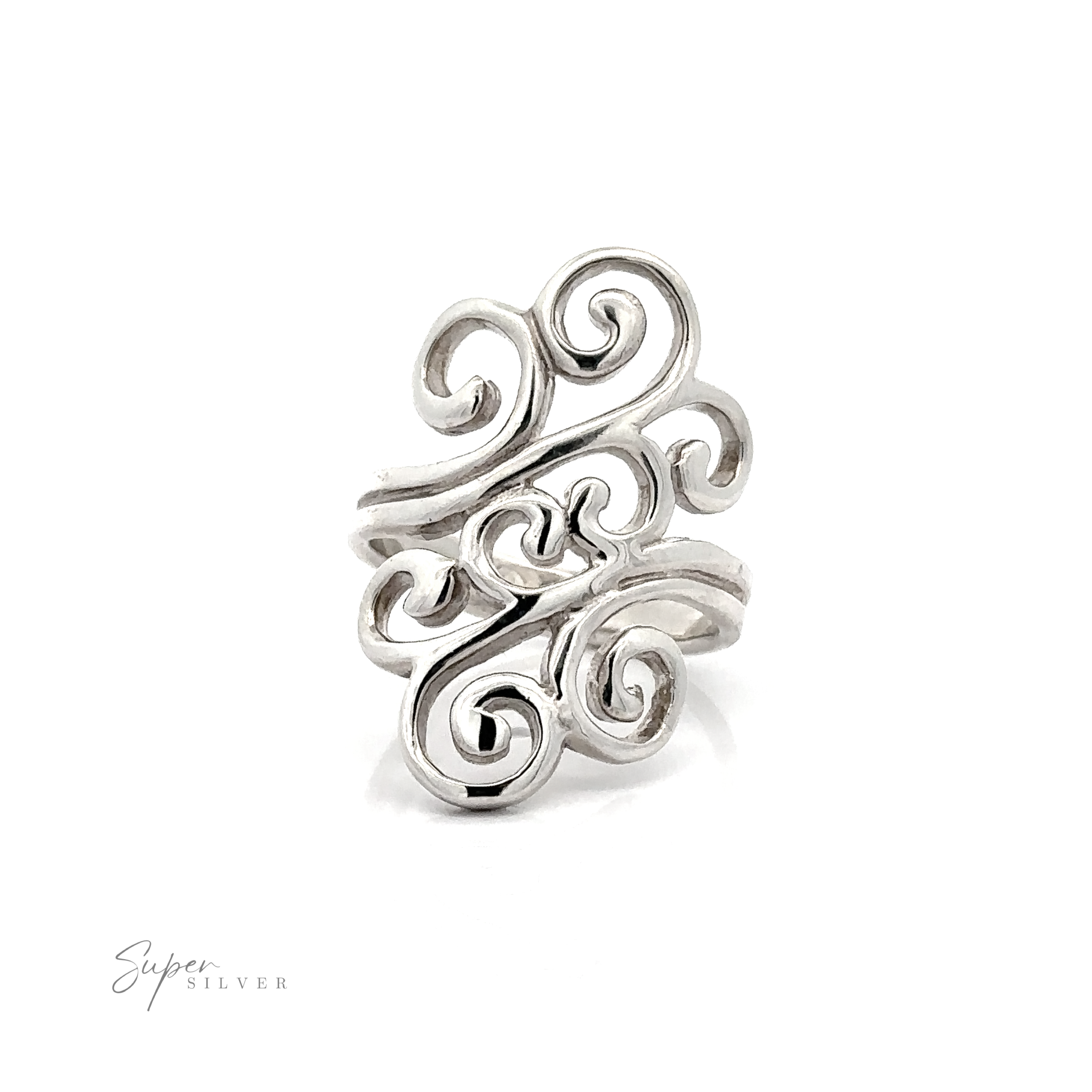 A statement Freeform Swirl Ring with a swirl design.