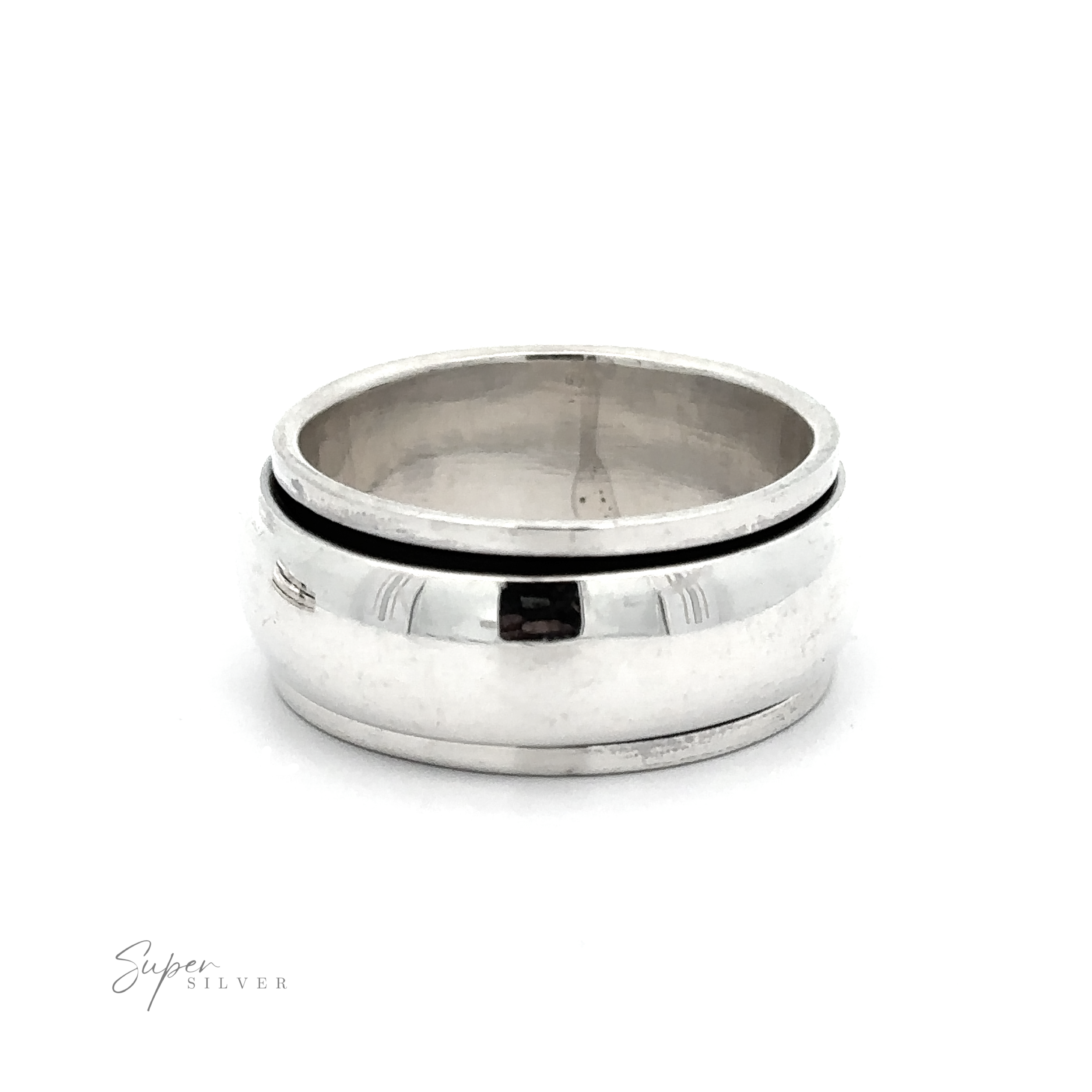 A Plain Rounded Spinner Ring on a white background, perfect for everyday wear.