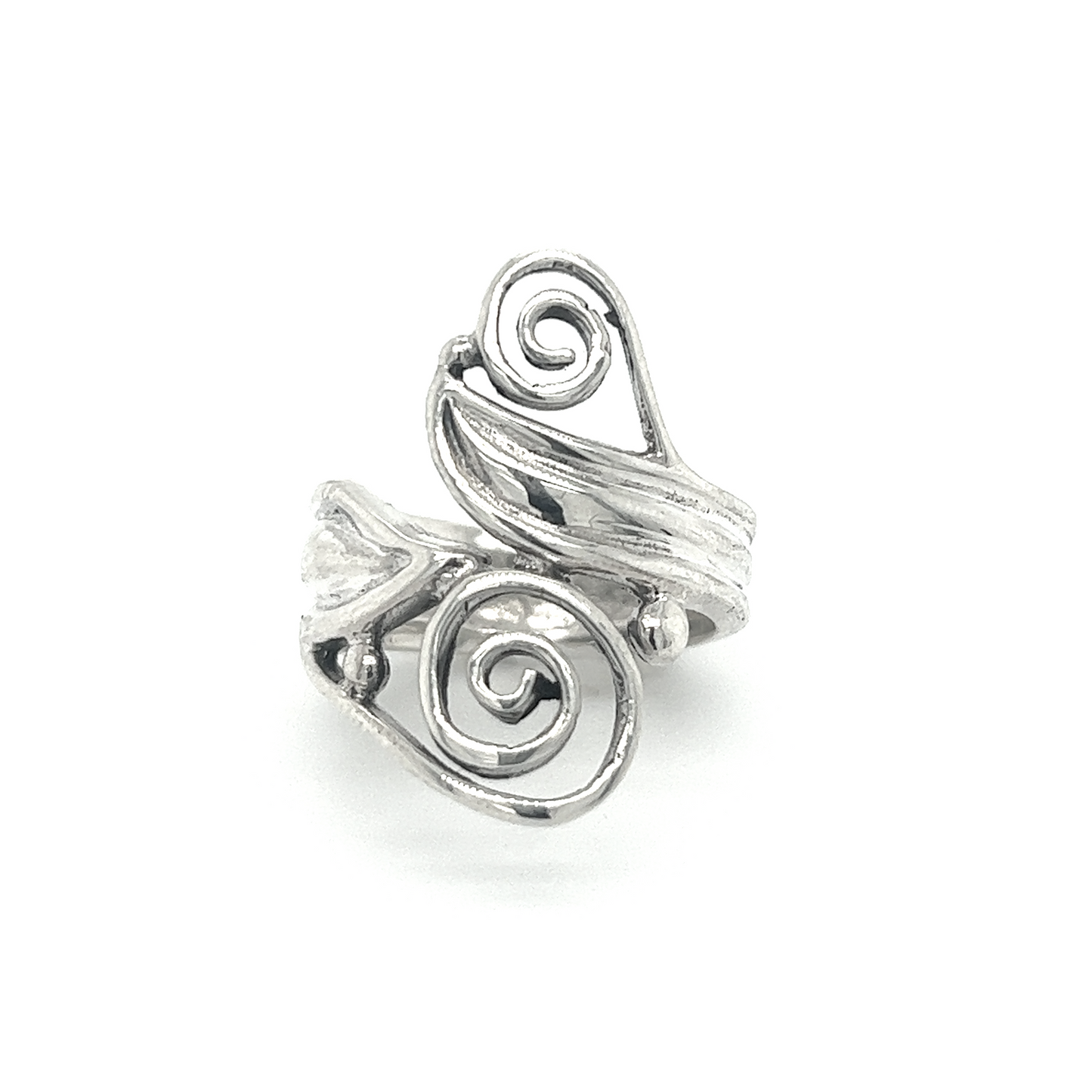 The Freeform Spiral Ring, embodying individuality and a touch of bohemian style, crafted in silver.