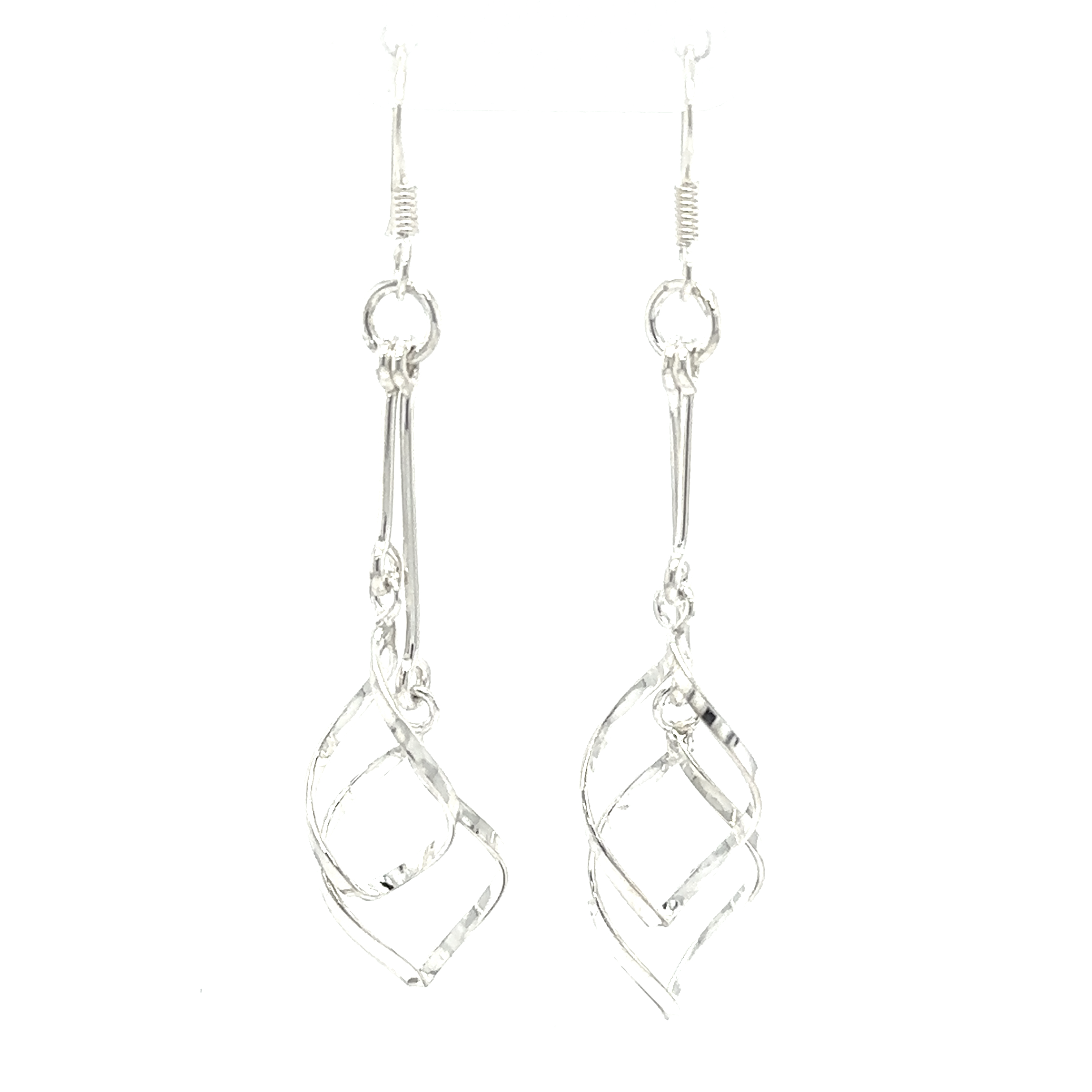 A pair of Delicate Twisted Freeform earrings that sparkle on a white background.
